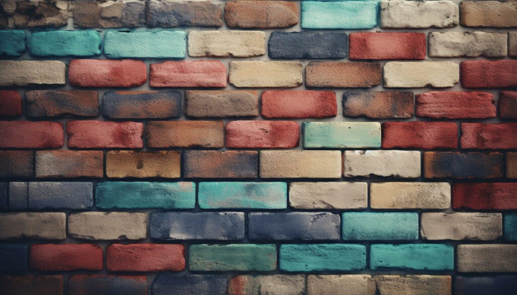 Weathered brick wall with abstract textured pattern and rusty colors generated by AI Stock Free