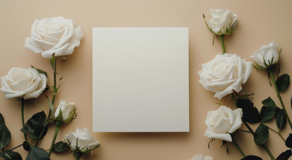 White Roses on Beige Background Stock Free