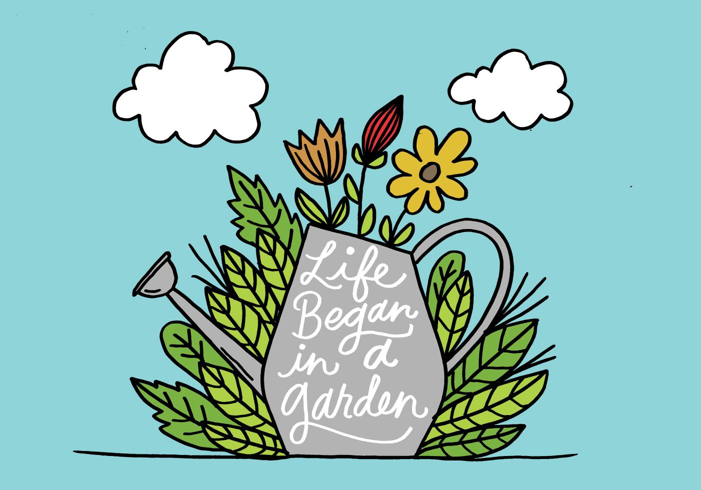 watering can flowers quote Stock Free and Free SVG