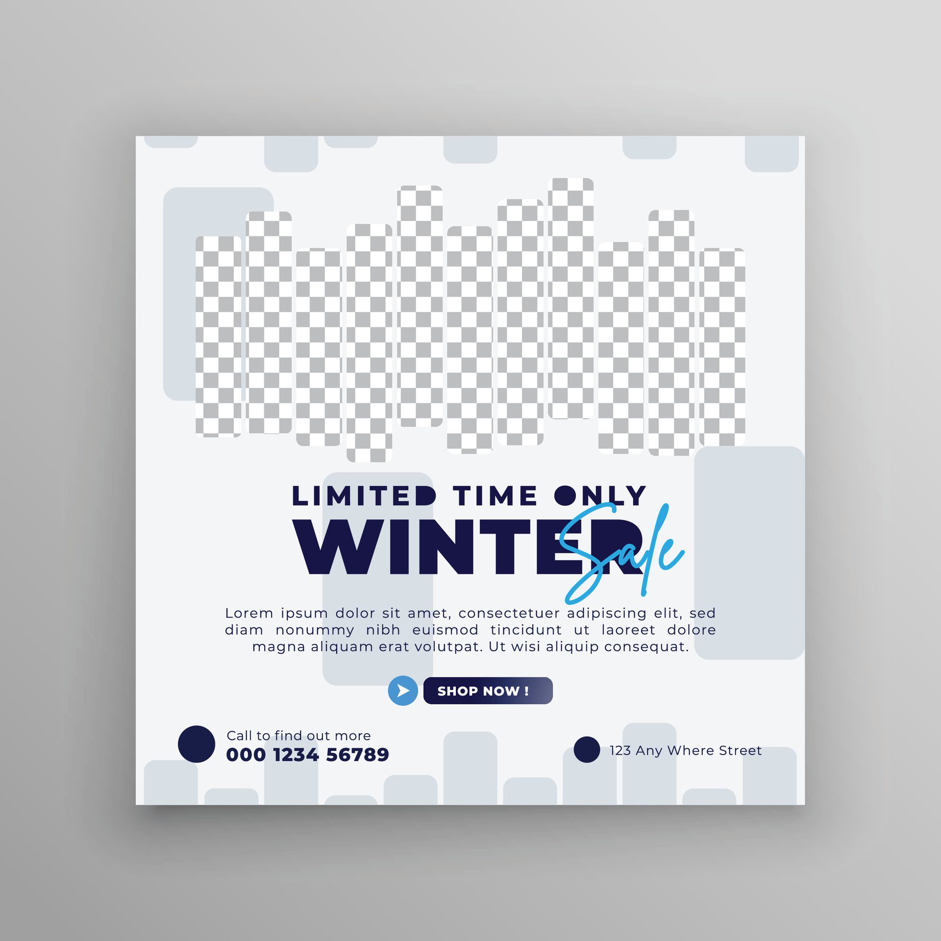 Winter fashion sale social media posts banner Template. Winter season blue cold Color Big sale social media advertising post banner template. Free Vector