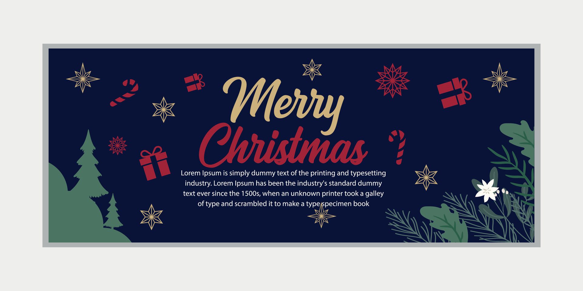 merry christmas banner set and happy new year banner, social media cover and web banner,Merry Christmas design for greeting card, Free Vector