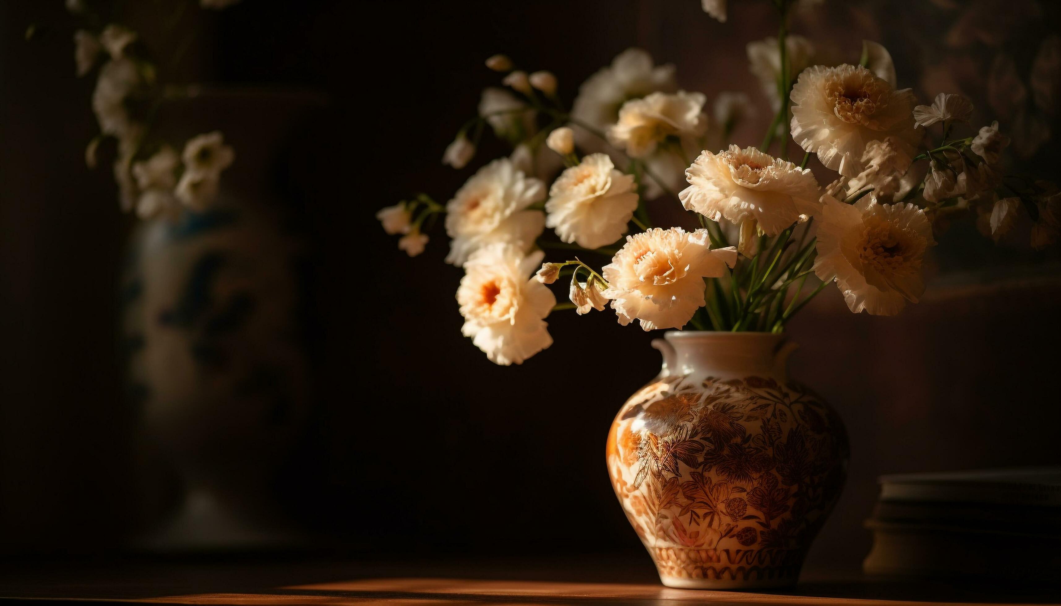 Rustic flower arrangement on wooden table indoors generated by AI Stock Free