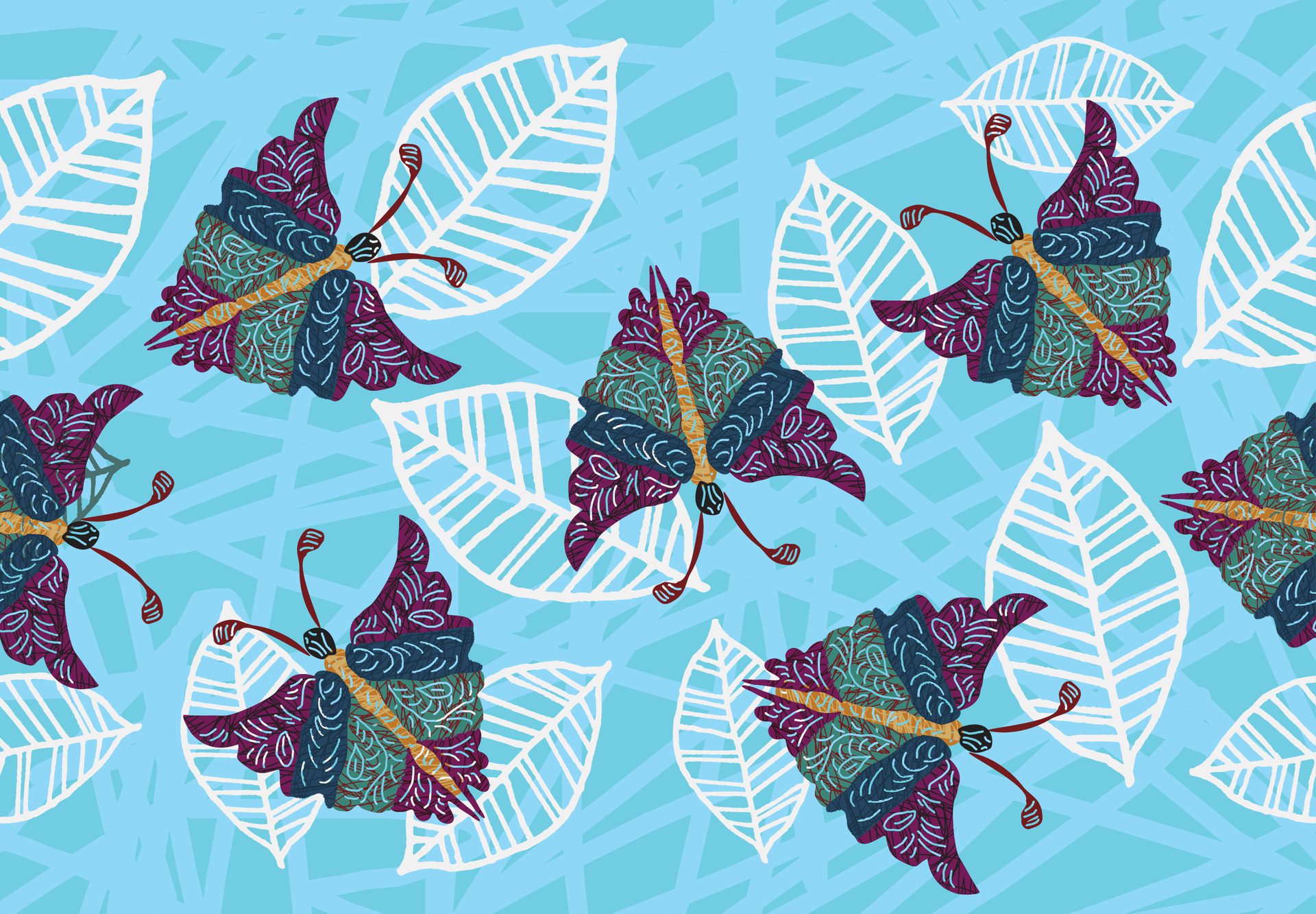 Indonesian batik motifs with very distinctive, exclusive plant patterns. EPS 10 Free Vector