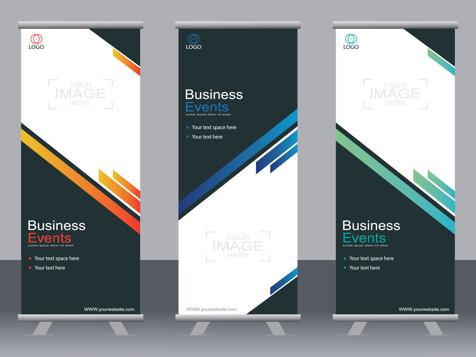 Business banner roll up set standee banner template Modern banner. Free Vector