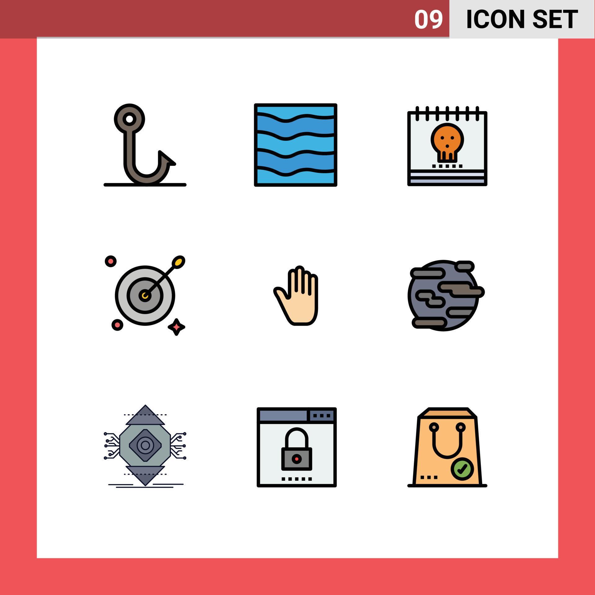 9 Creative Icons Modern Signs and Symbols of gestures arrow calendar aim holidays Editable Vector Design Elements Stock Free