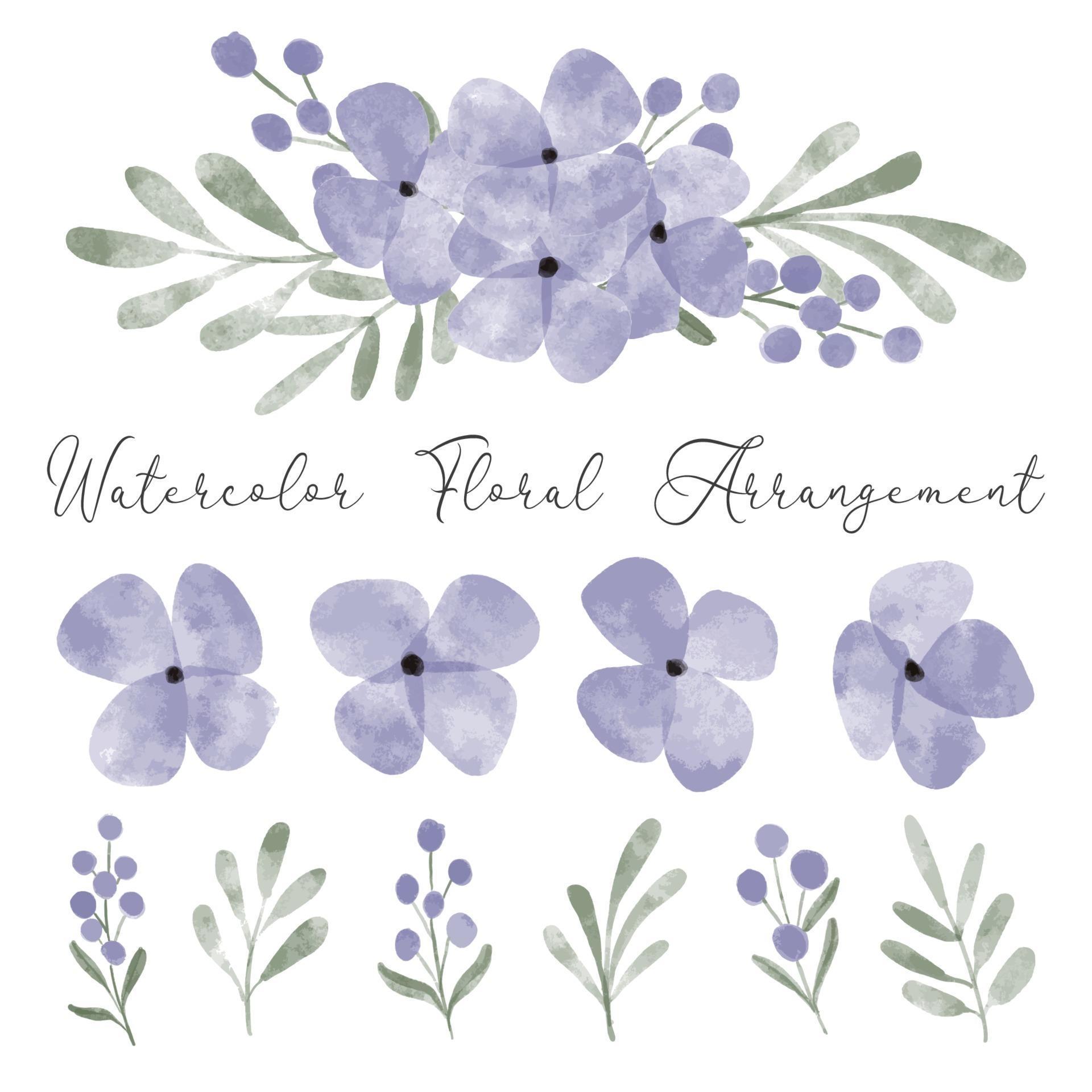 watercolor cute purple petal flower arrangement element Stock Free