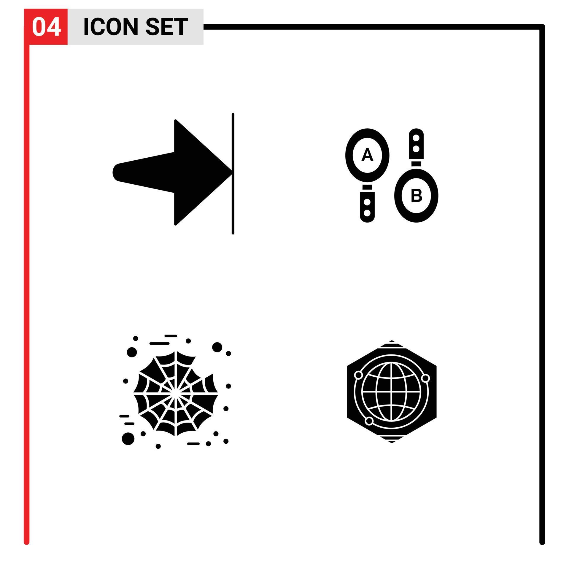 Set of 4 Vector Solid Glyphs on Grid for arrow web research computing polygon Editable Vector Design Elements Stock Free