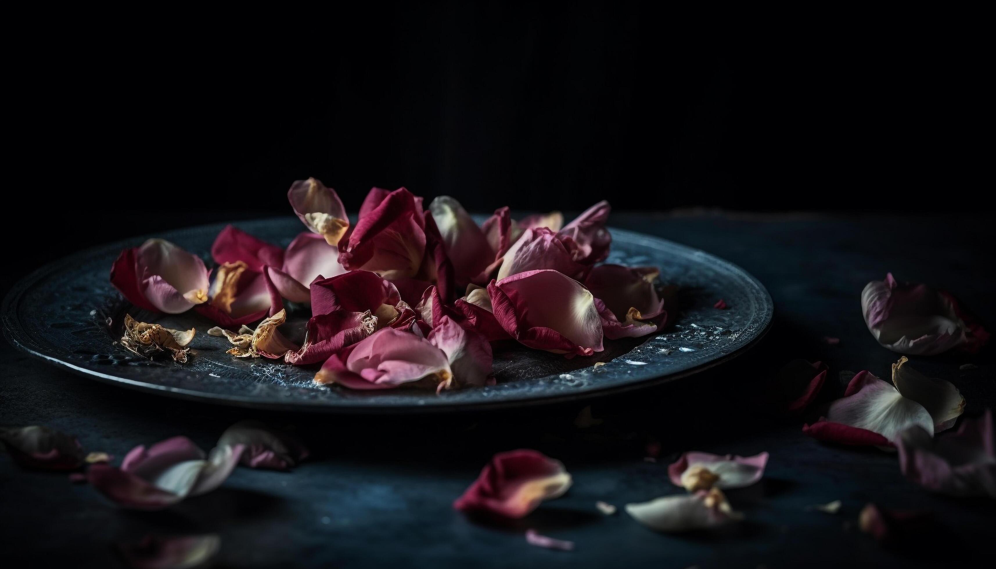 Single flower on rustic wood table, beauty in nature design Stock Free