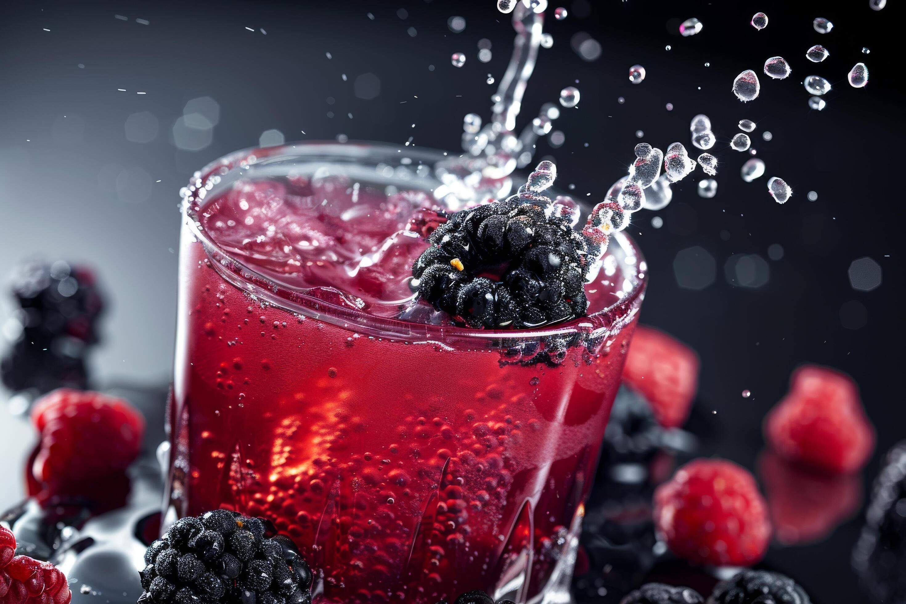 Delicious blackberry juice seamless patterns for design Stock Free