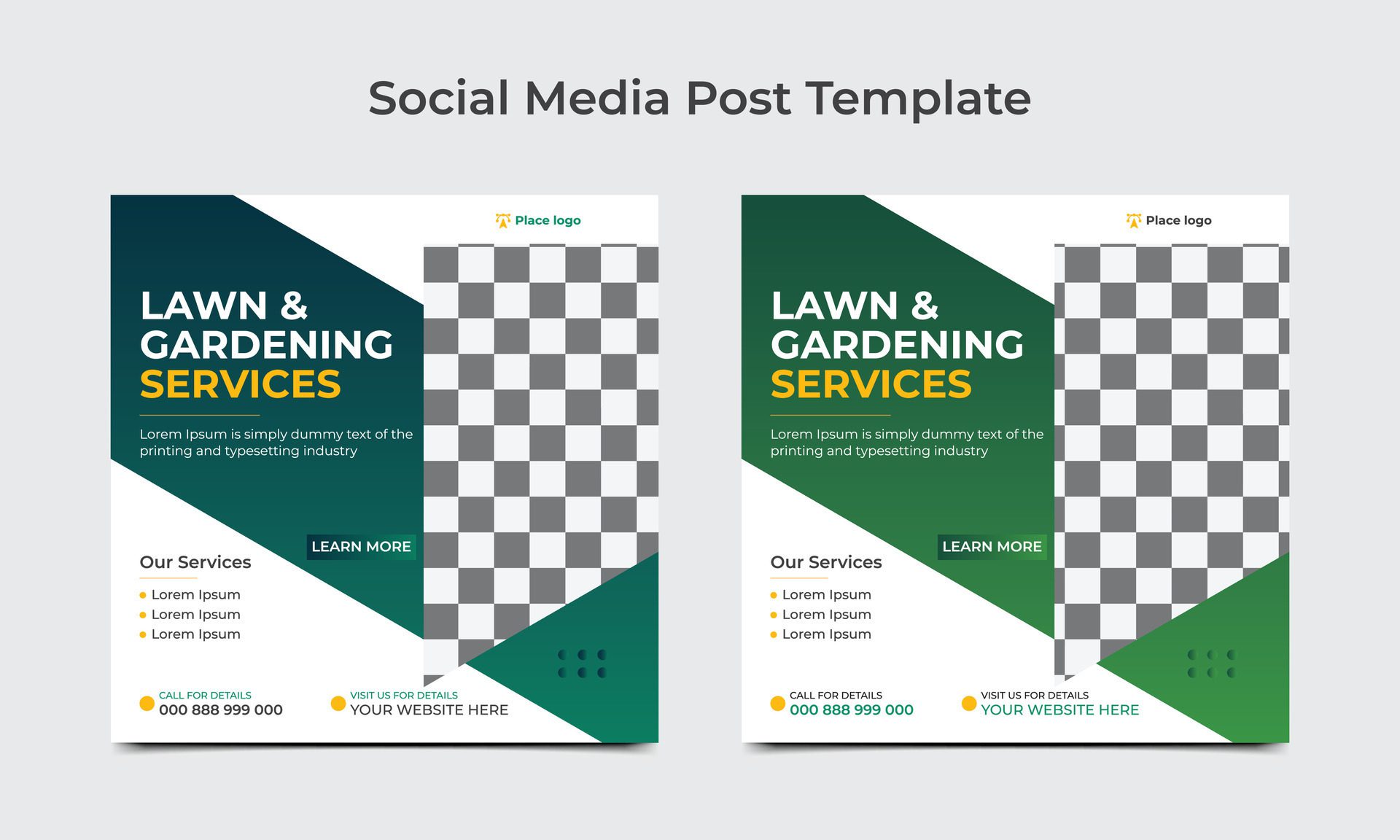 Lawn or gardening service social media post banner square flyer design template. Free Vector