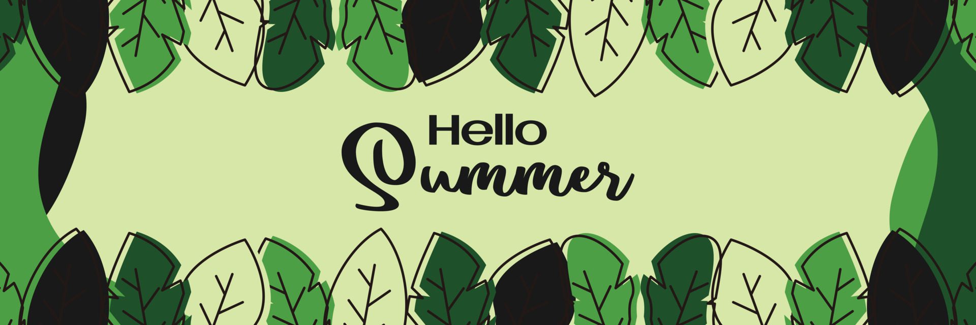 summer background, trendy design with leaf ornament. Template for banner, web, greeting card, presentation. Free Vector