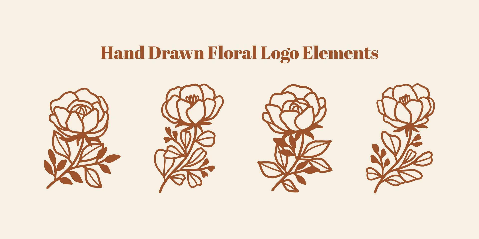 Vintage hand drawn flower logo element collection Stock Free and Free SVG