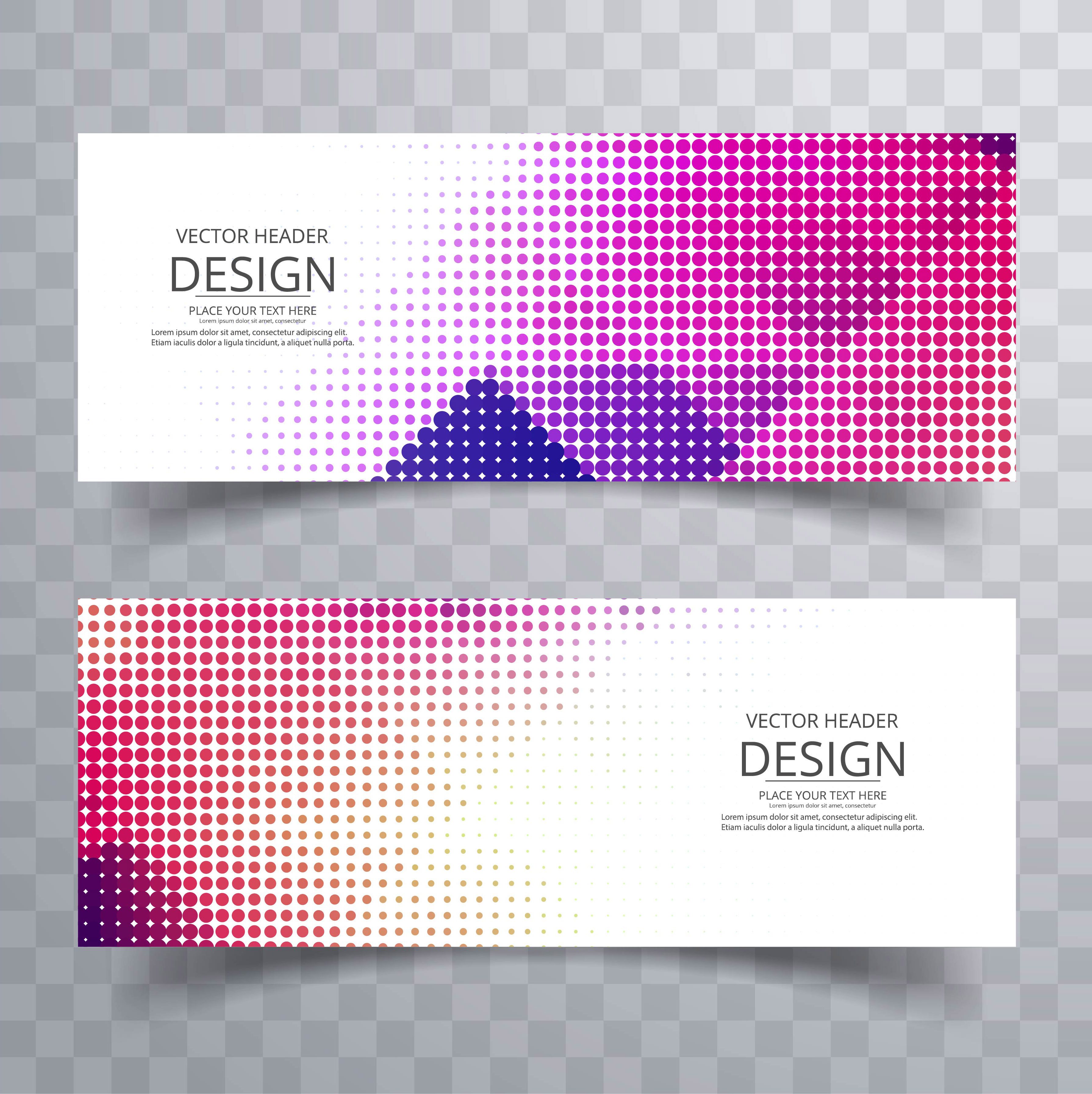 Abstract colorful halftone banners set Free Vector