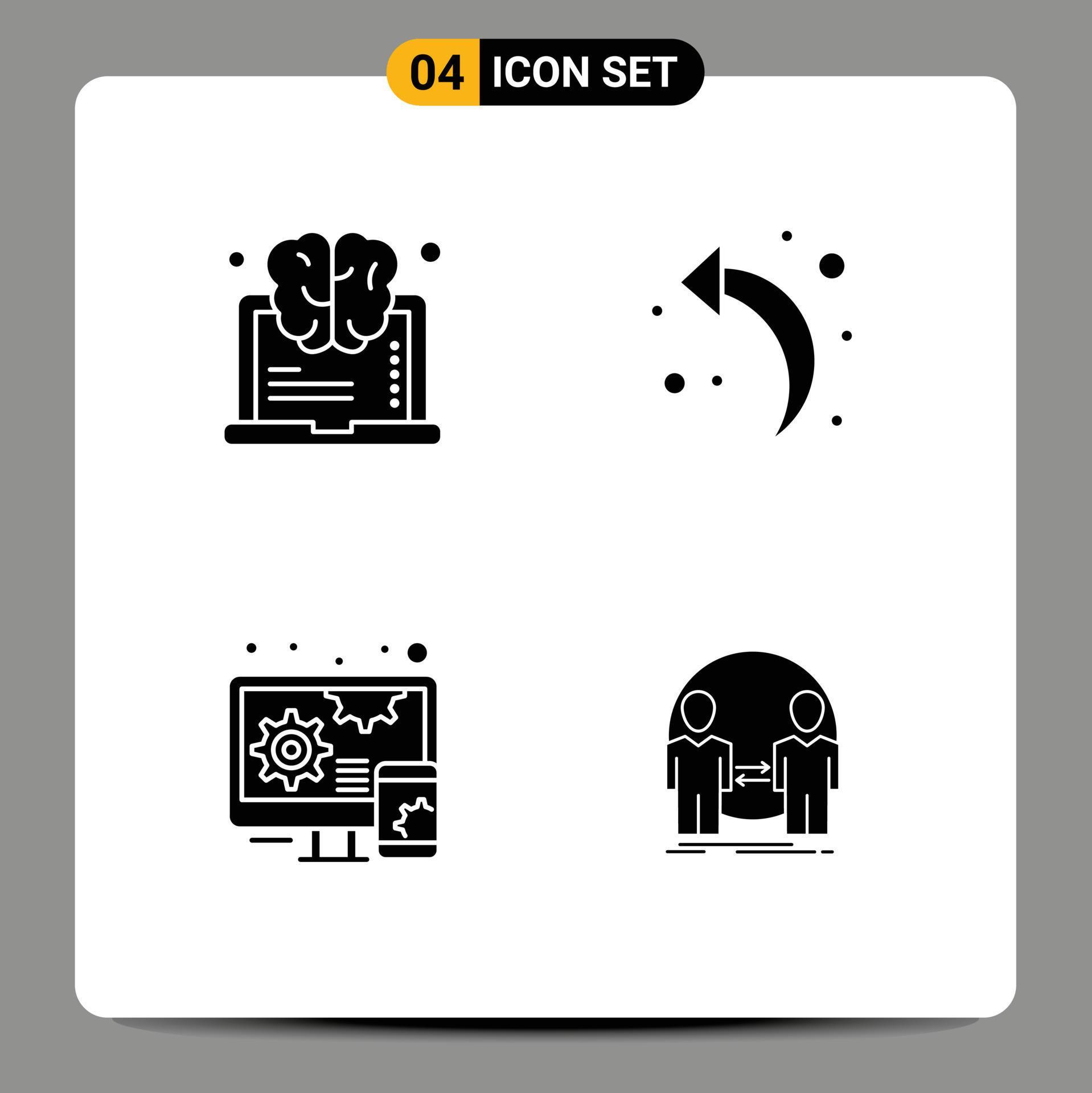 Set of 4 Modern UI Icons Symbols Signs for brain responsive think left arrow clone Editable Vector Design Elements Stock Free and Free SVG