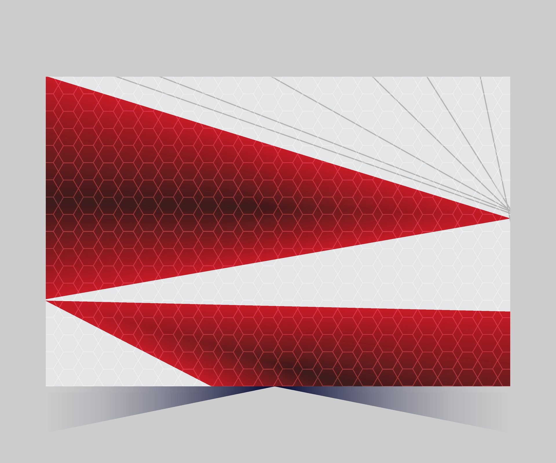 a red and white banner with a triangle shape Free Vector