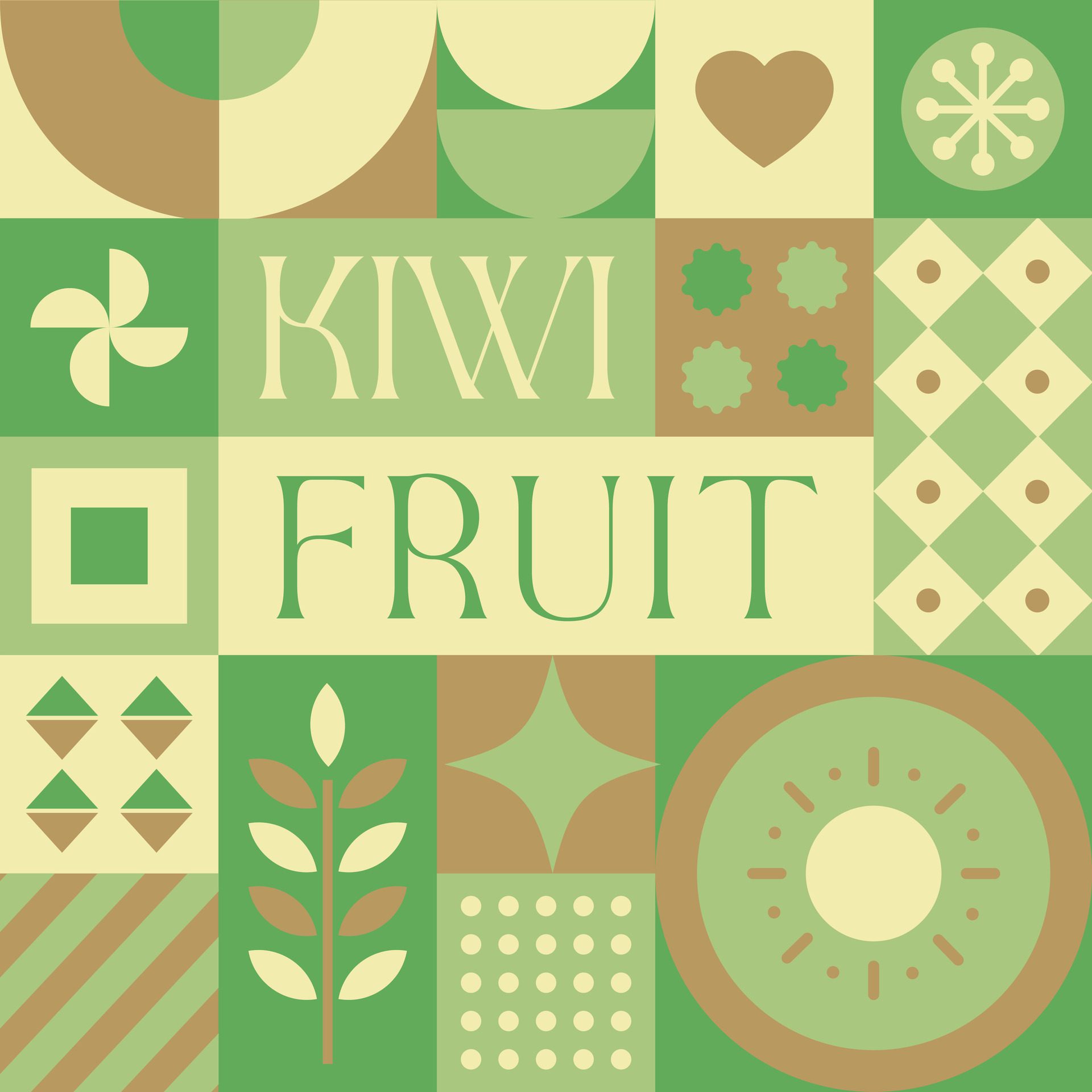 kiwi Fruit seamless pattern in scandinavian style postcard with Retro clean concept design Free Vector