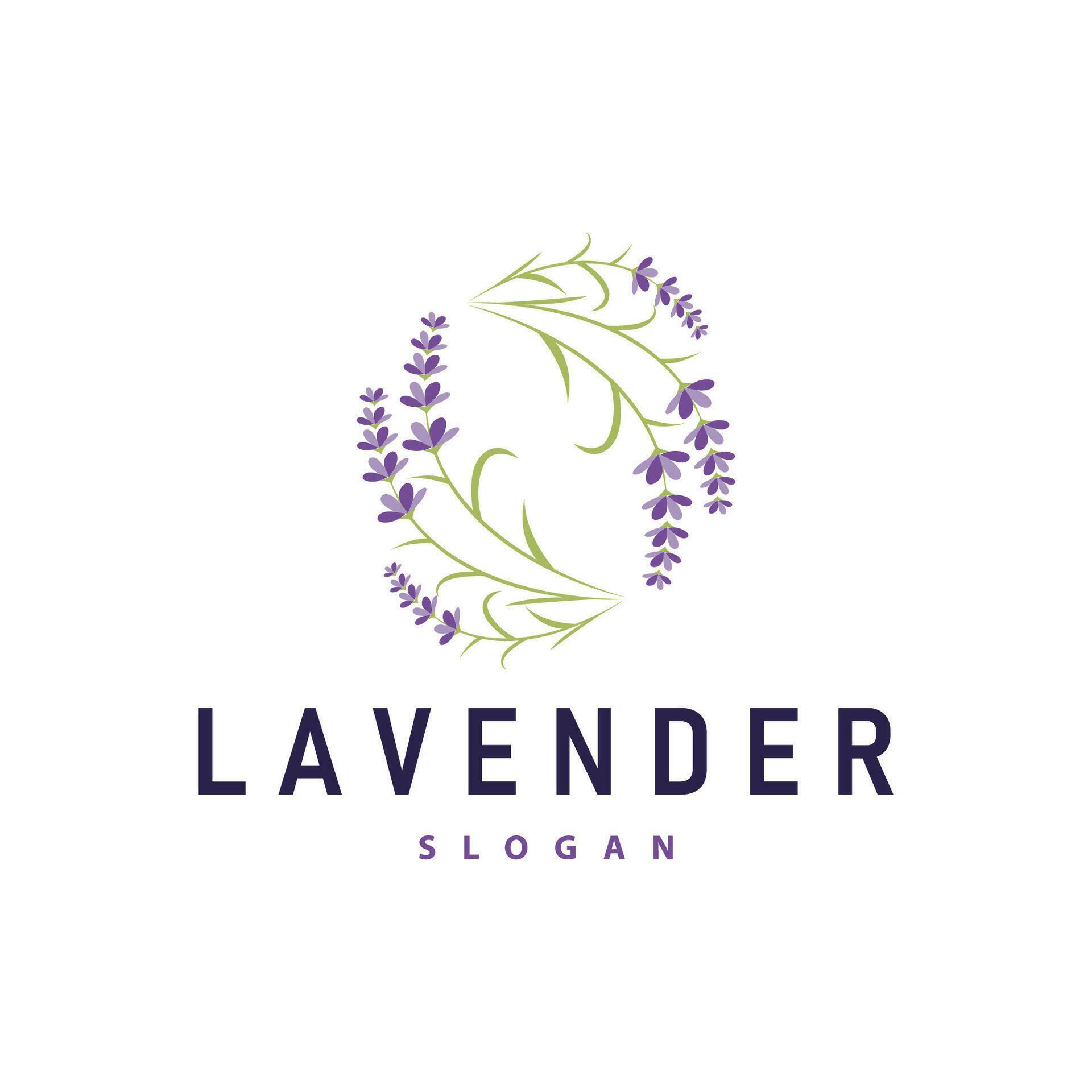 Lavender Logo Elegant Purple Flower Plant Illustration Floral Ornament Design Stock Free