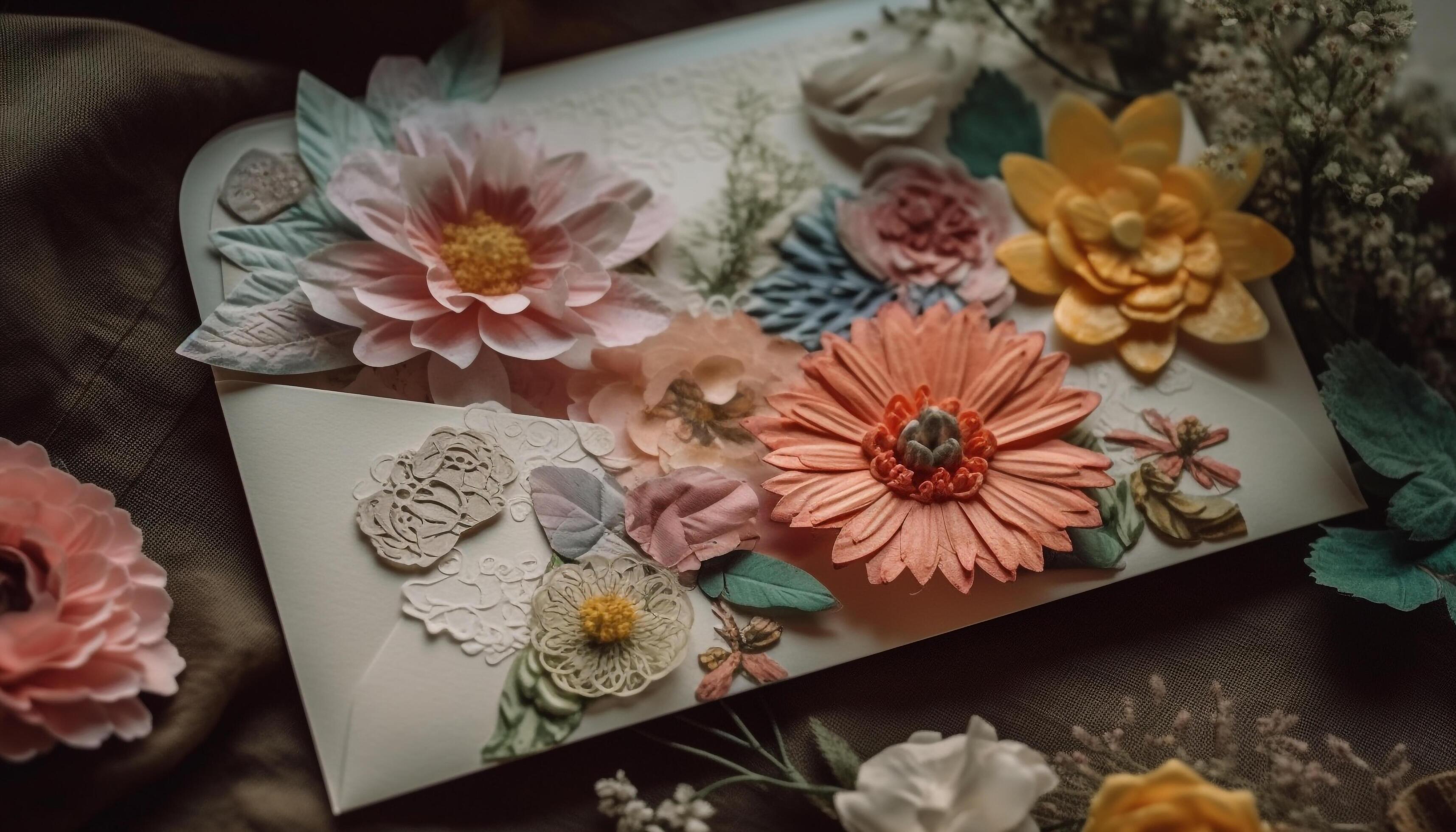 Rustic flower arrangement on wooden table, a celebration of nature generated by AI Stock Free