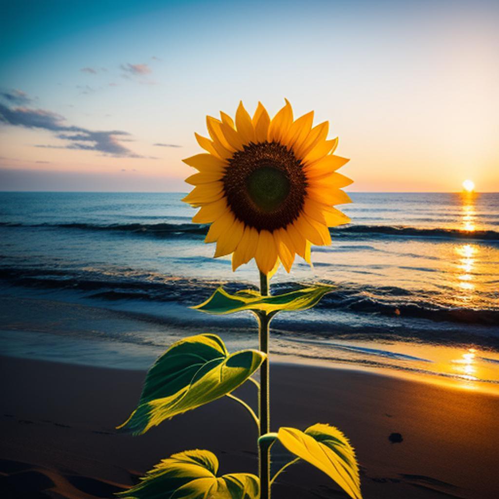 Sunflower in seashore by by @ai_generated