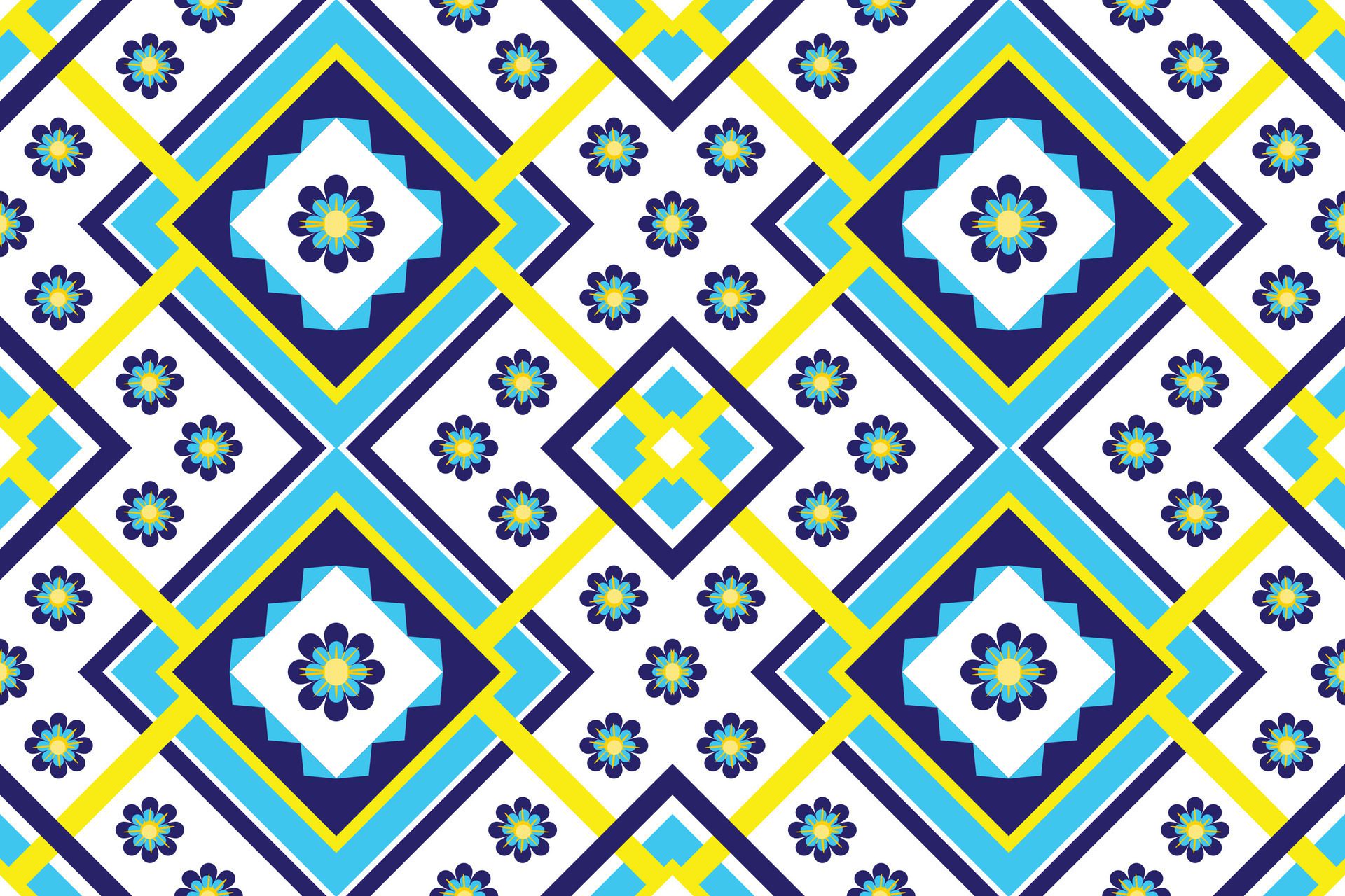 Blue blossom tribal seamless pattern Free Vector