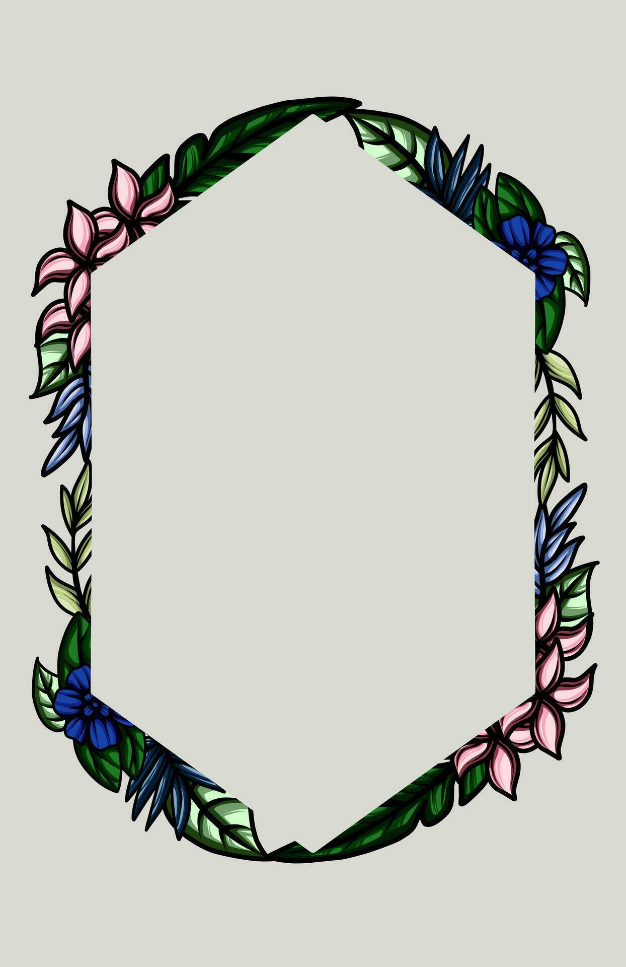 frame the border with an arrangement of leaves and flowers Stock Free