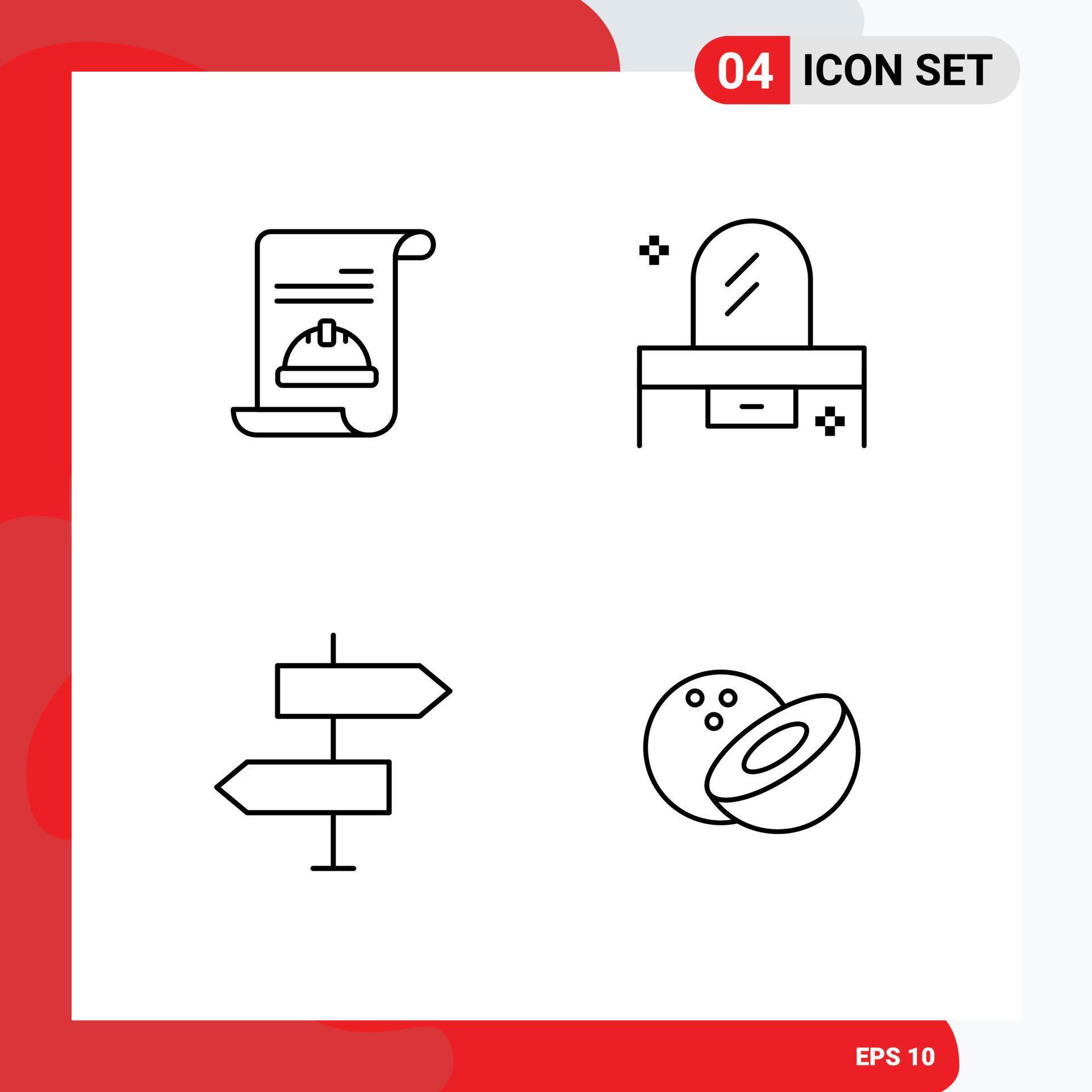 Set of 4 Modern UI Icons Symbols Signs for invitation arrow invite drawer basic Editable Vector Design Elements Stock Free