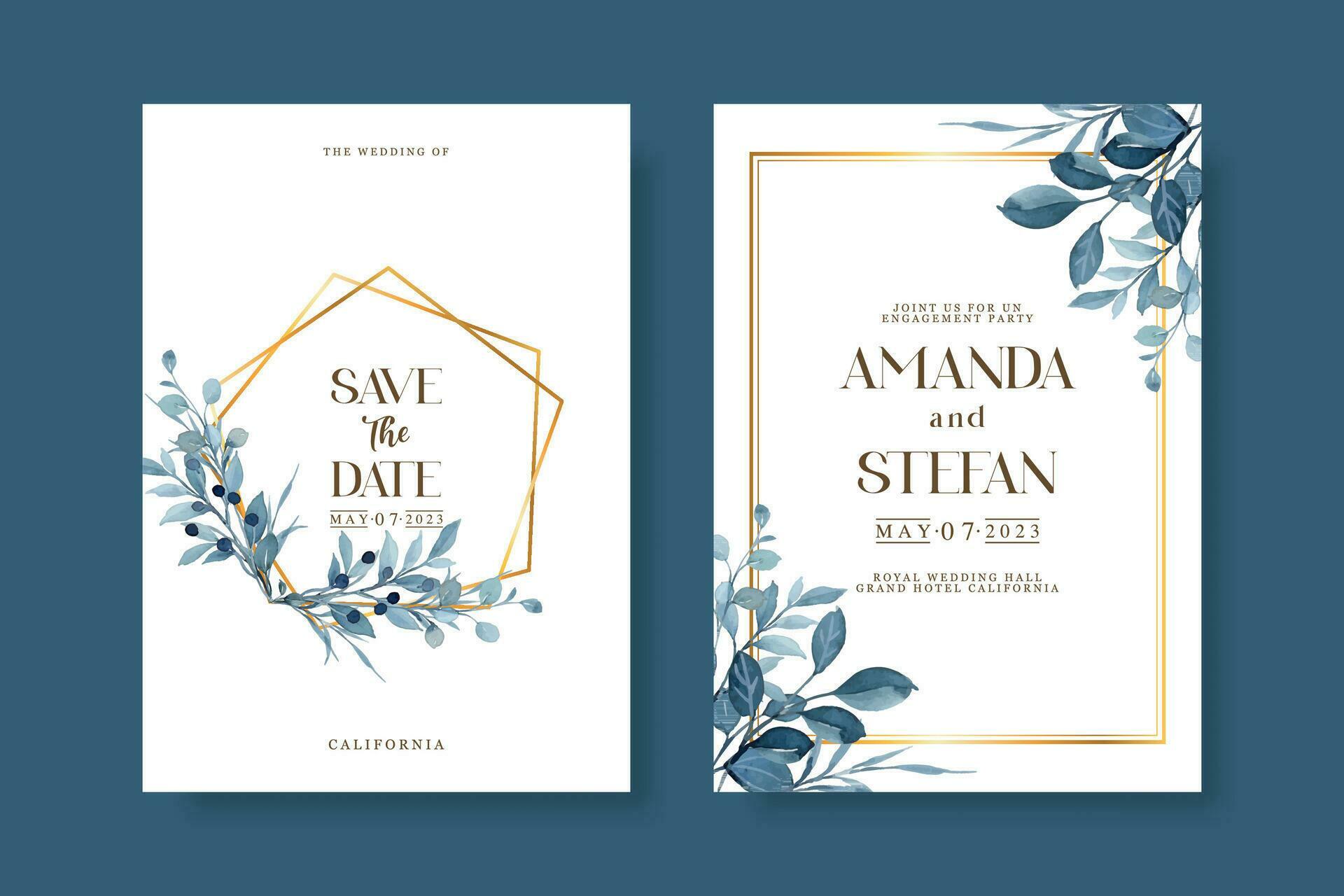 Wedding invitation template with flower Stock Free