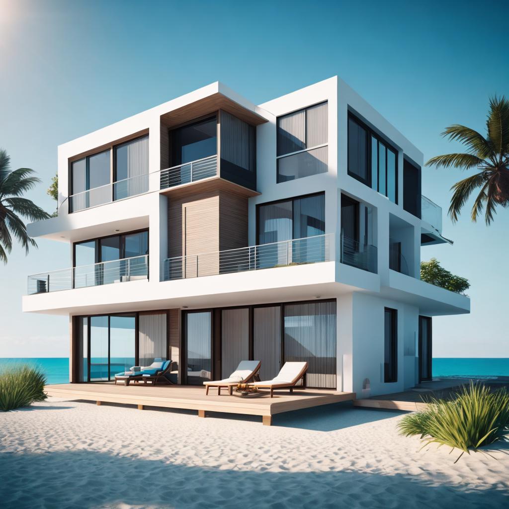 Modern beach house Futurism,Octane by @ai_generated