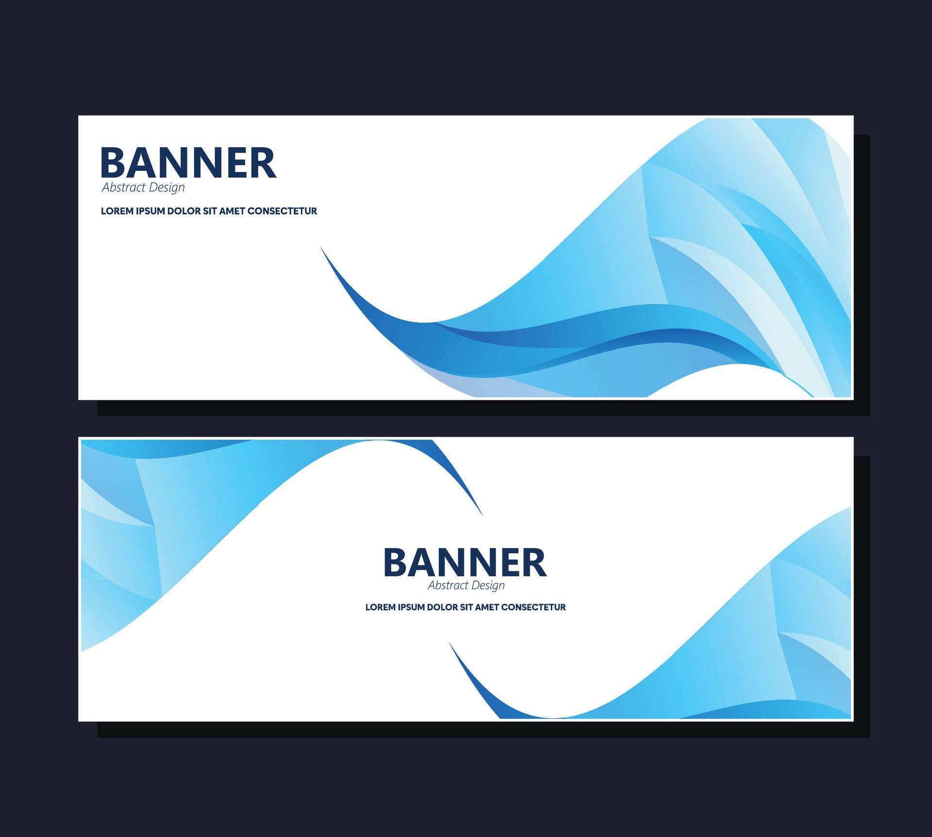 Blue abstract wave banner design Free Vector