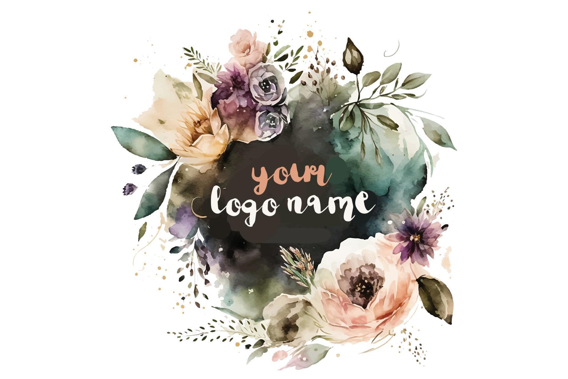 watercolor-floral-logo-round-floral-logo-modern-watercolor-logo-logo-design-calligraphy-logo-floral-logo-flower-logo-free-vector