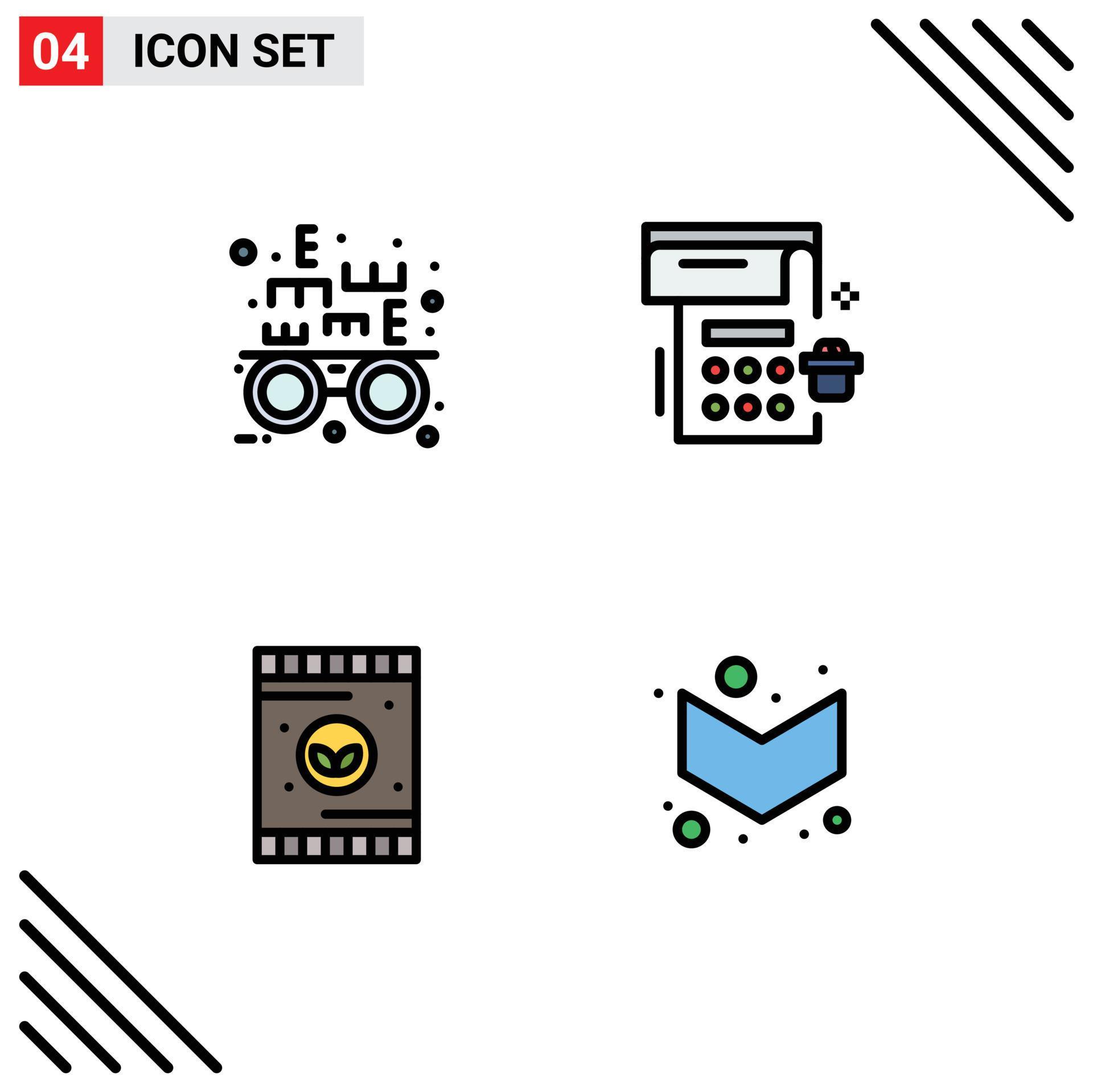 Set of 4 Modern UI Icons Symbols Signs for eye test plant calendar party arrow Editable Vector Design Elements Stock Free