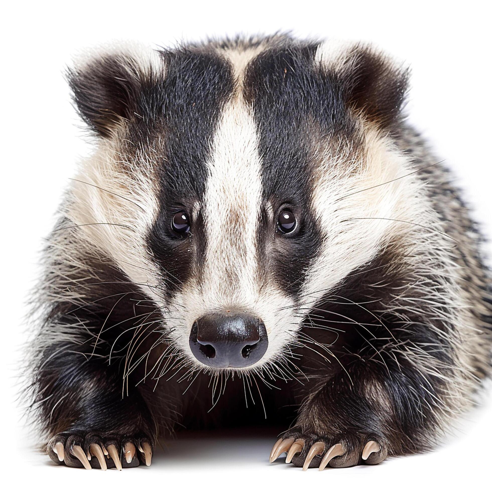 a close up of a badger on a white background Stock Free