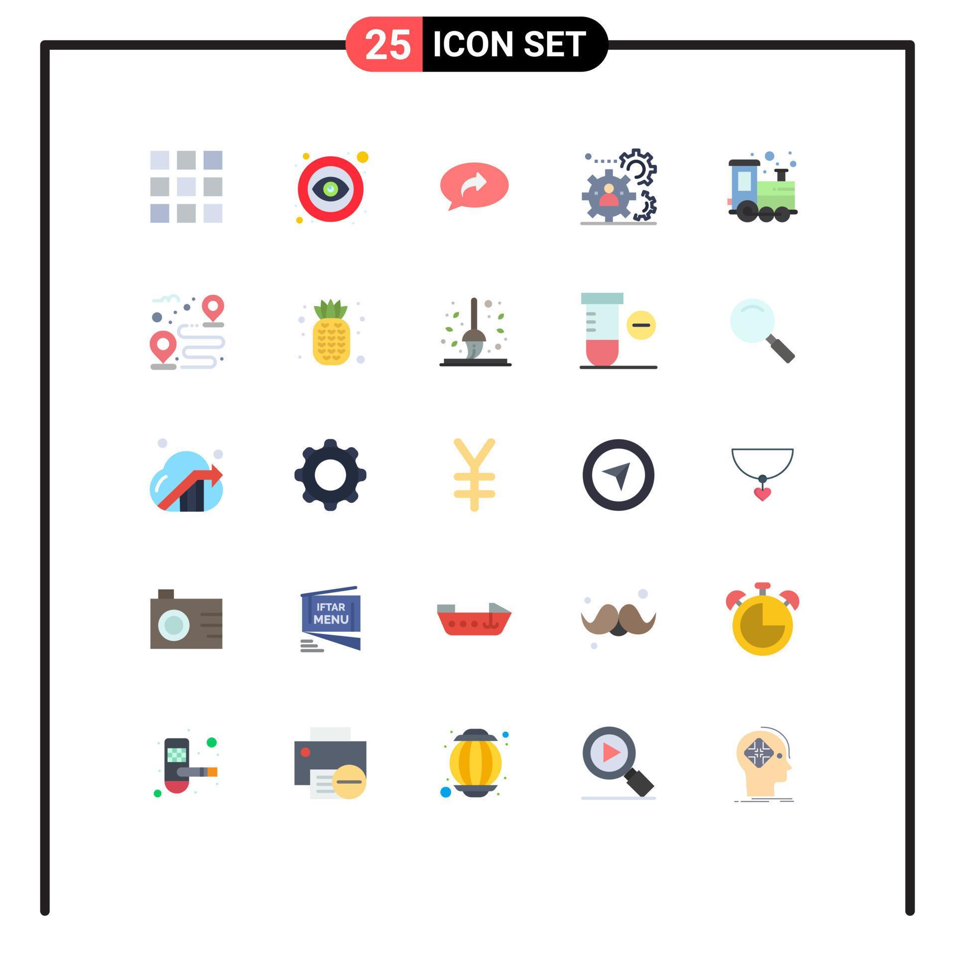 Universal Icon Symbols Group of 25 Modern Flat Colors of train baby arrow teamwork production Editable Vector Design Elements Stock Free