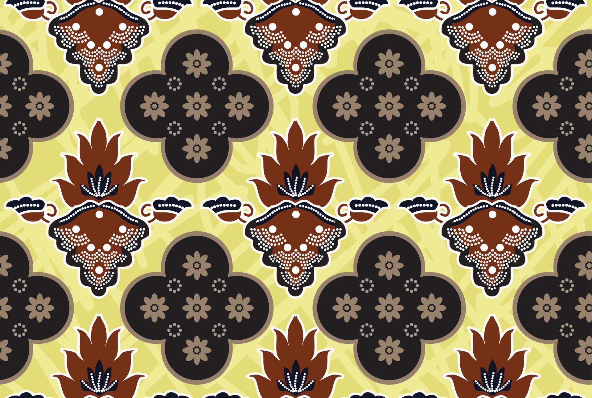 
									Indonesian batik motifs with very distinctive, exclusive plant patterns. EPS 10 Free Vector