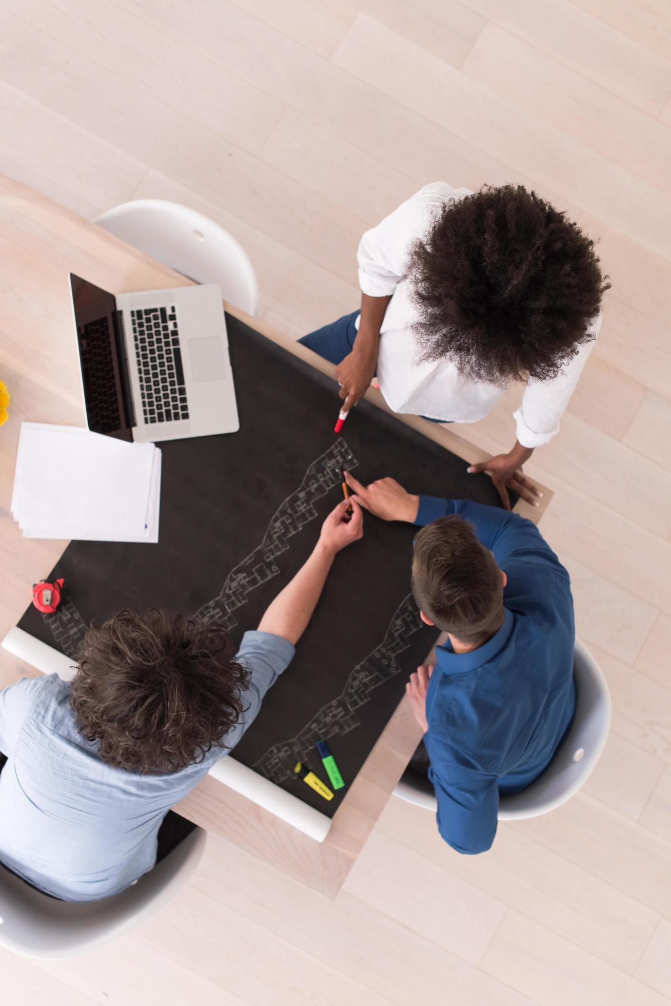 top view of Multiethnic startup business team on meeting Stock Free