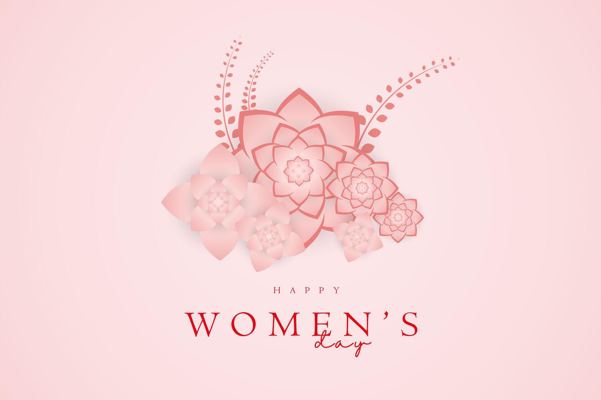 pink flower for International women’s day floral decorations on gradient pink background used in Greeting card on pastel pink tone. Vector illustration Stock Free