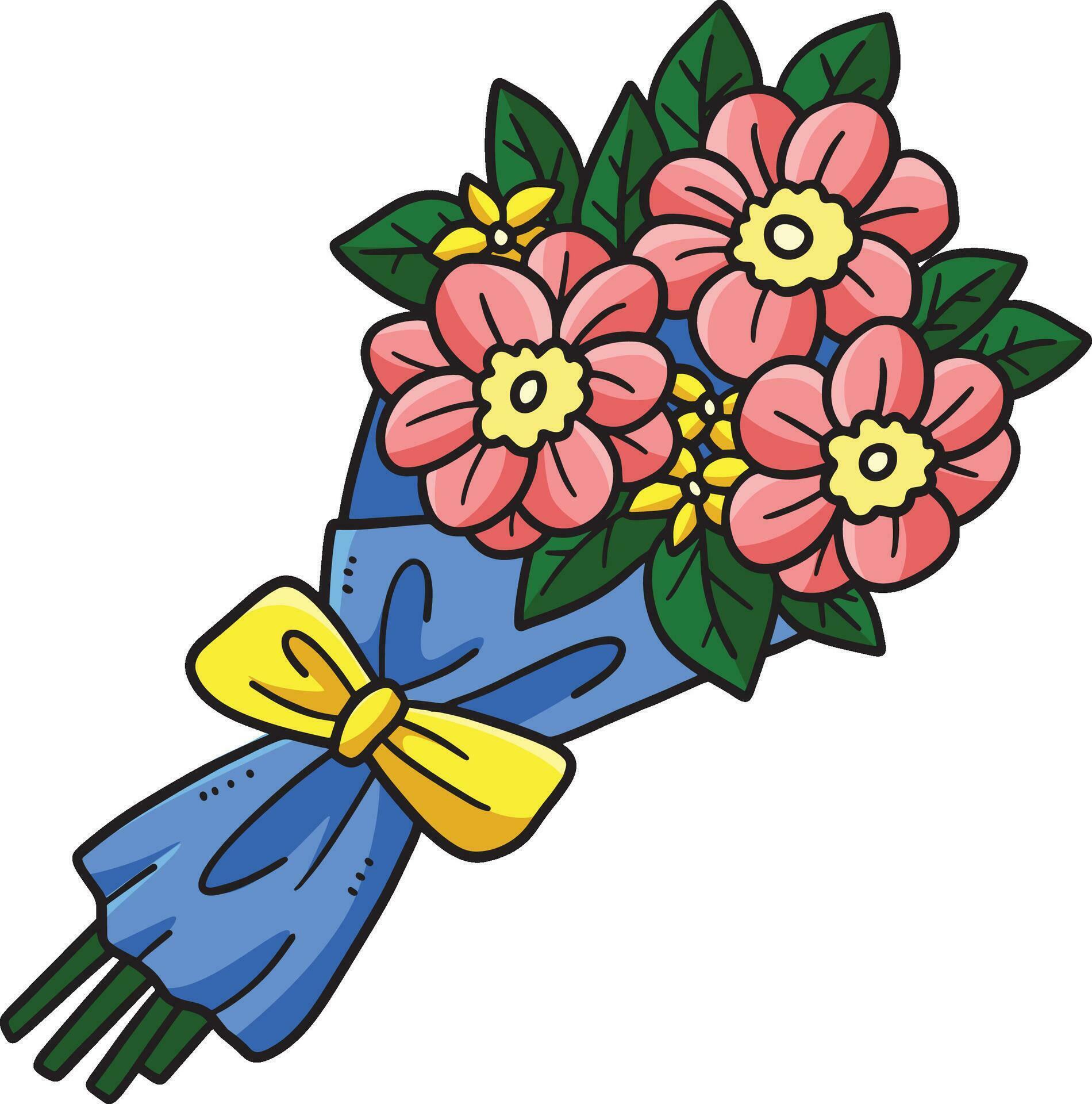 Bouquet Of Flowers Cartoon Colored Clipart Stock Free