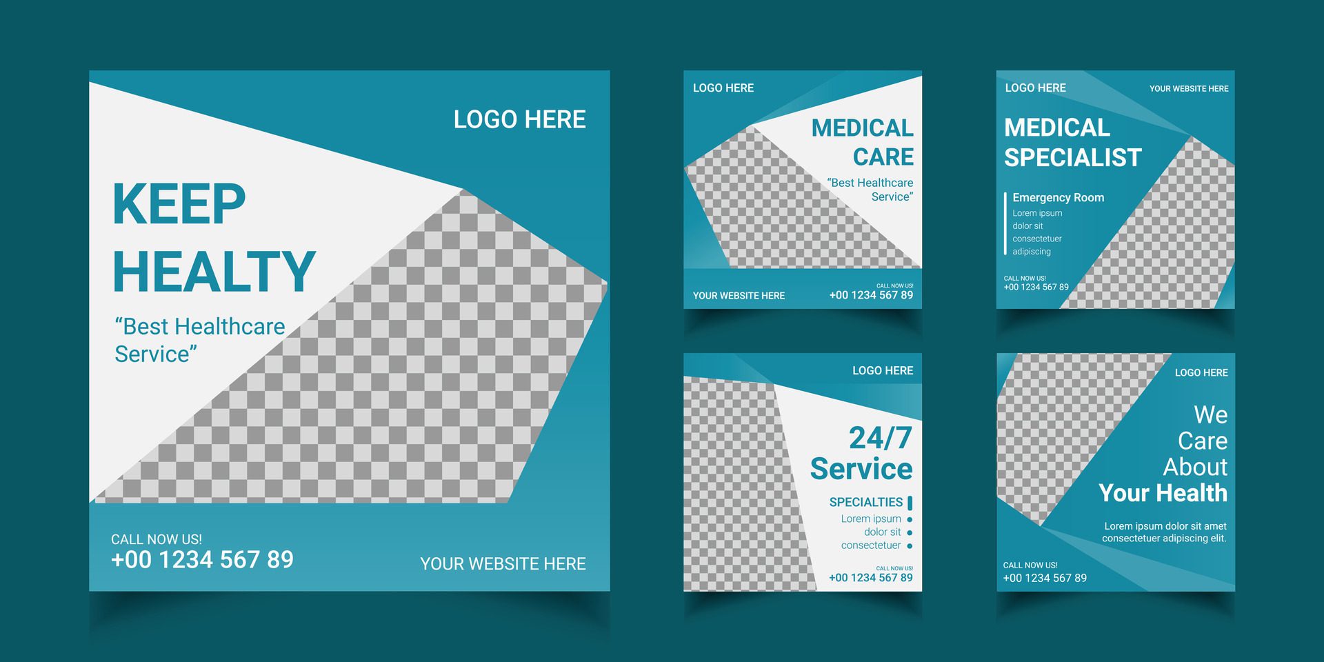 Healthcare medical banner and social media post template Free Vector