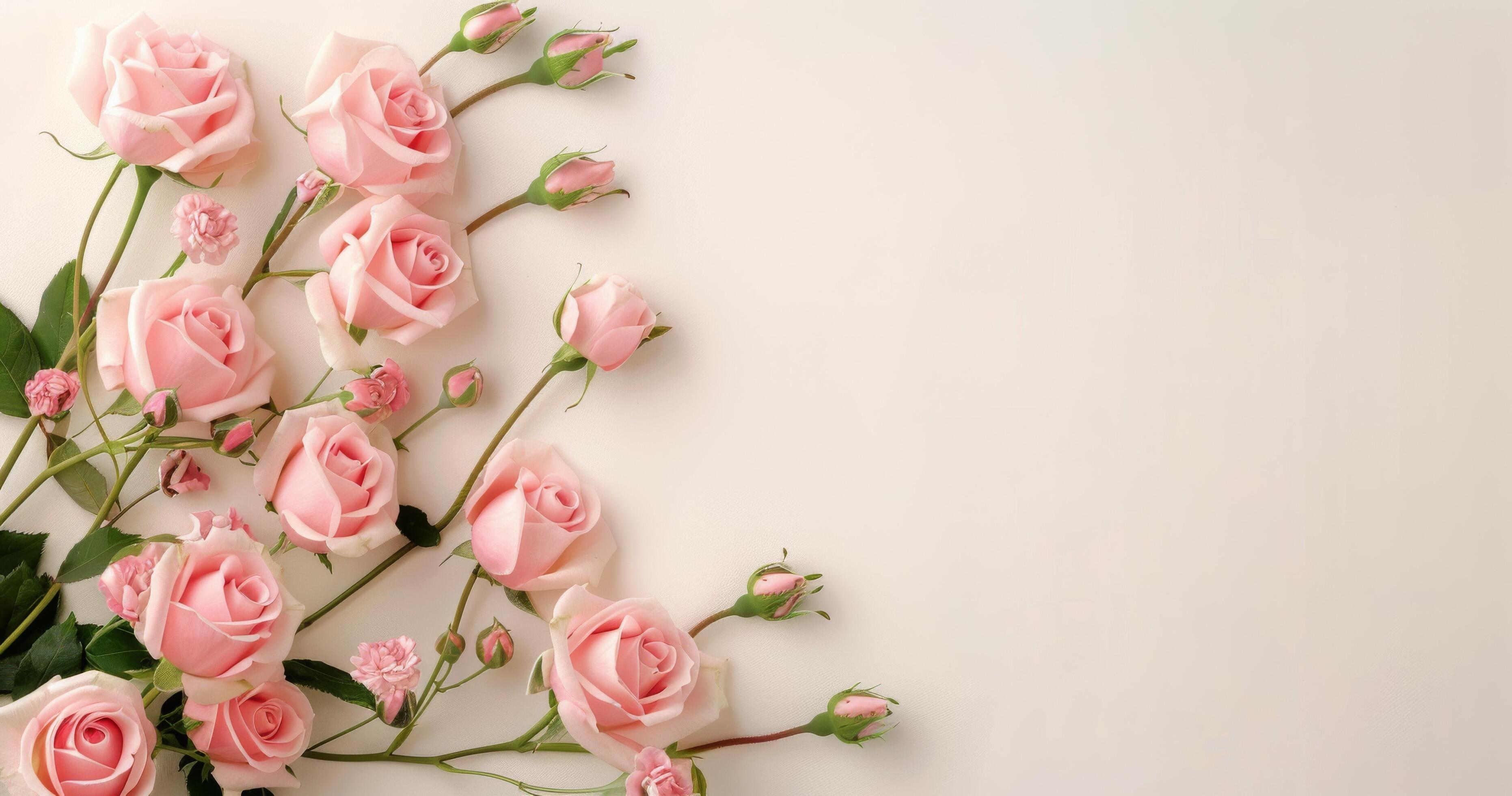 Pink Roses on White Background Stock Free