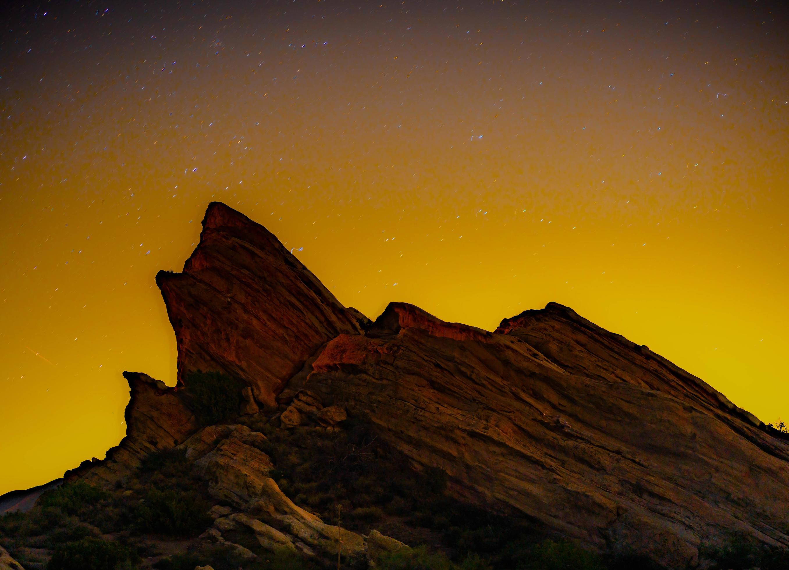 Vasquez Rocks During a Warm Starry Night Stock Free