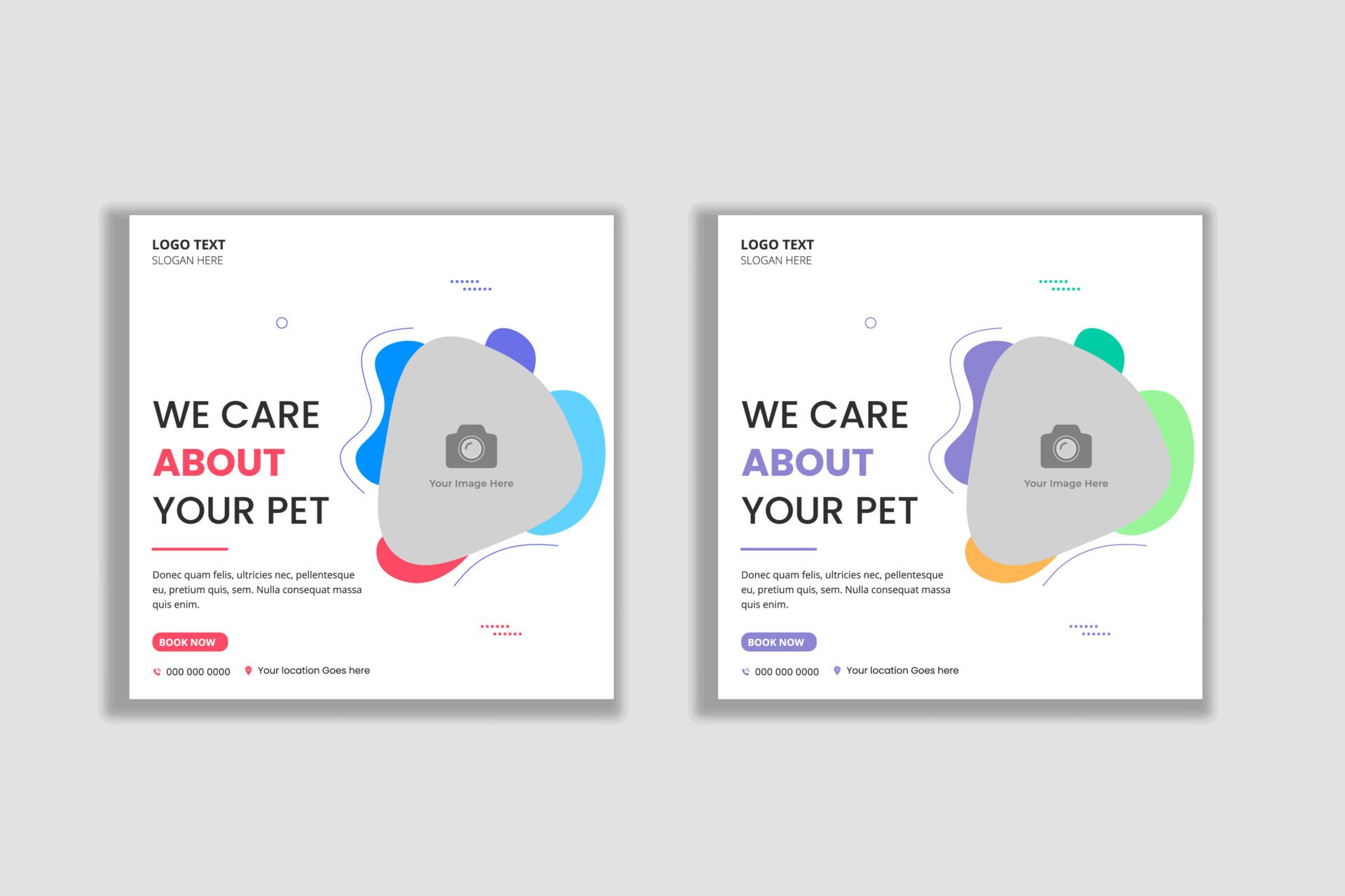 Pet care abstract social media banner and web banner template Free Vector