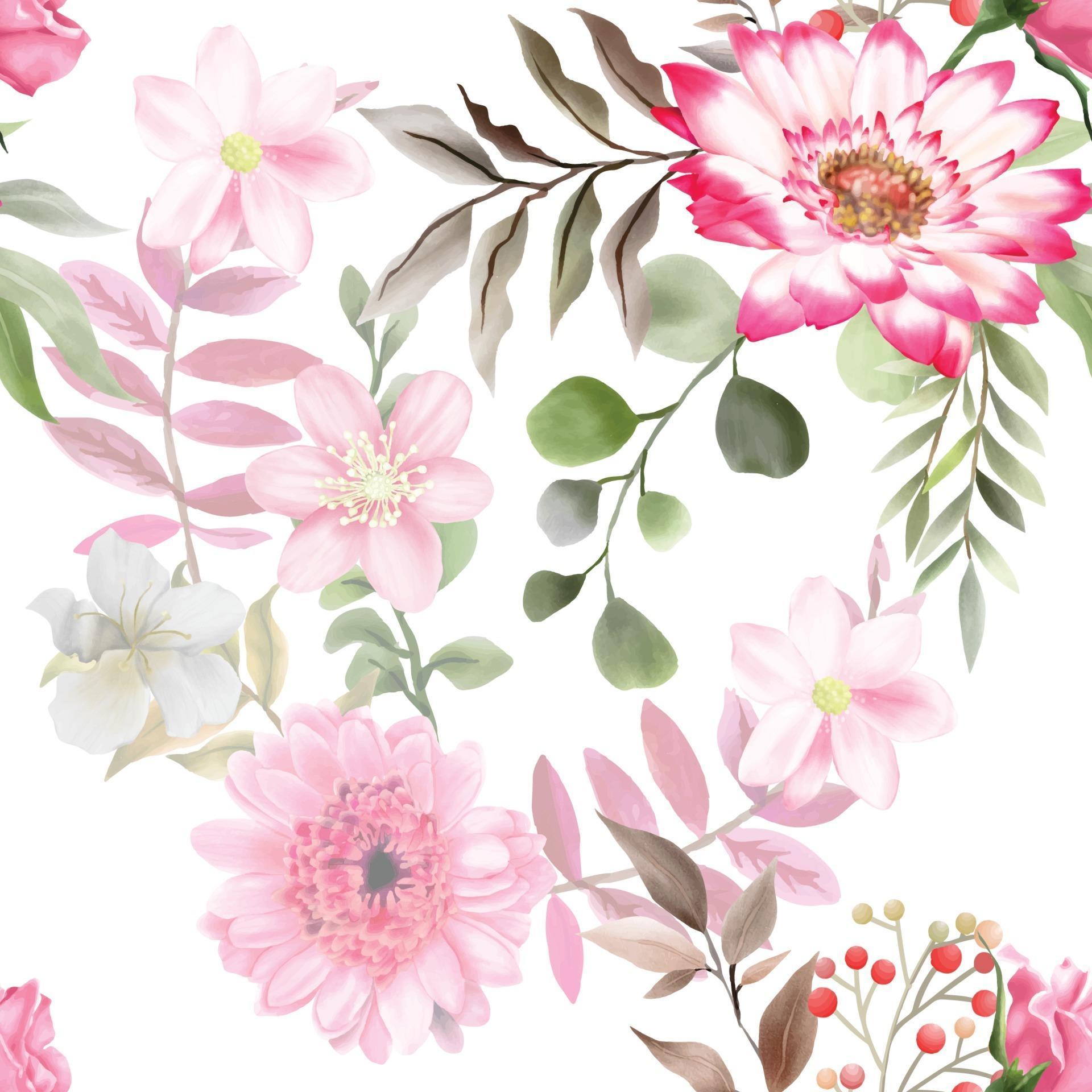 elegant seamless pattern with beautiful floral hand drawn design Stock Free