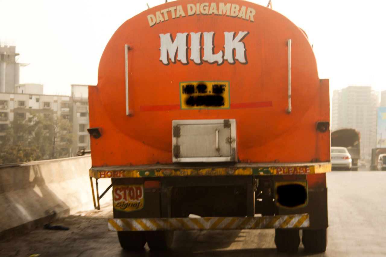 Milk Van On Road Stock Free