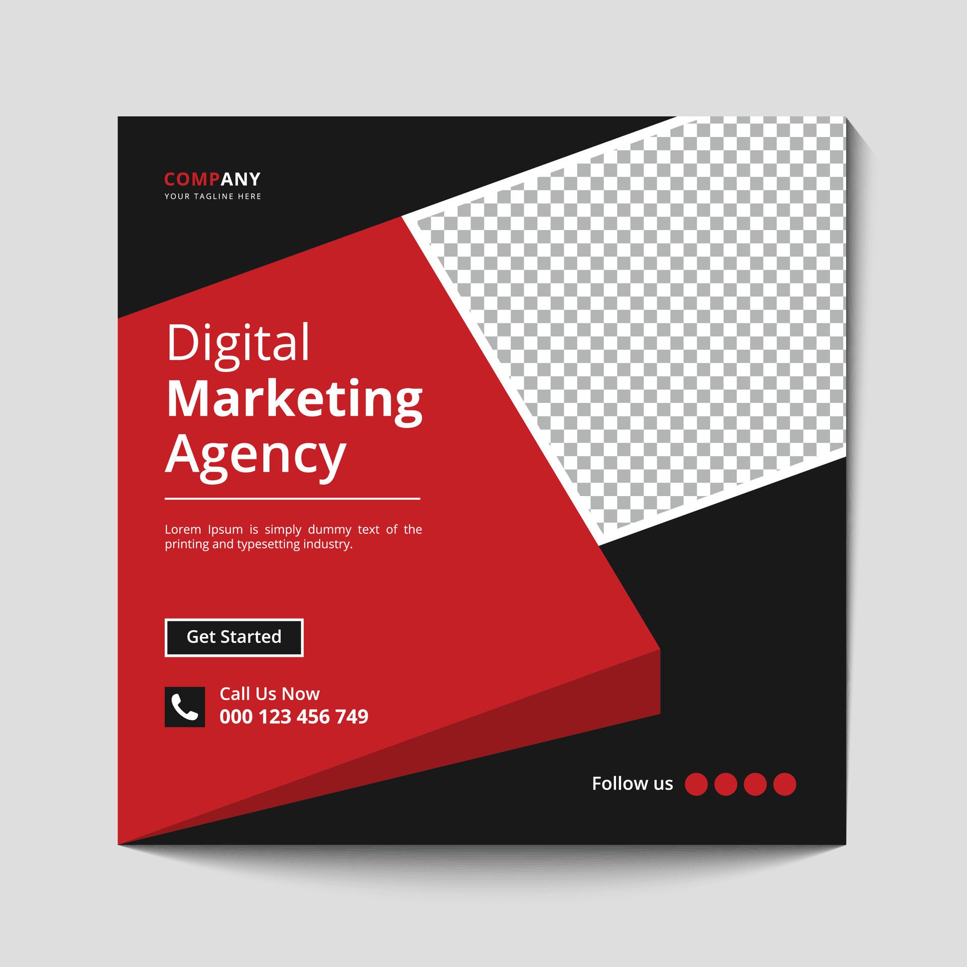 Marketing Agency Social Media Post, Digital Marketing Web Banner, Corporate Square Flyer Template banner Free Vector