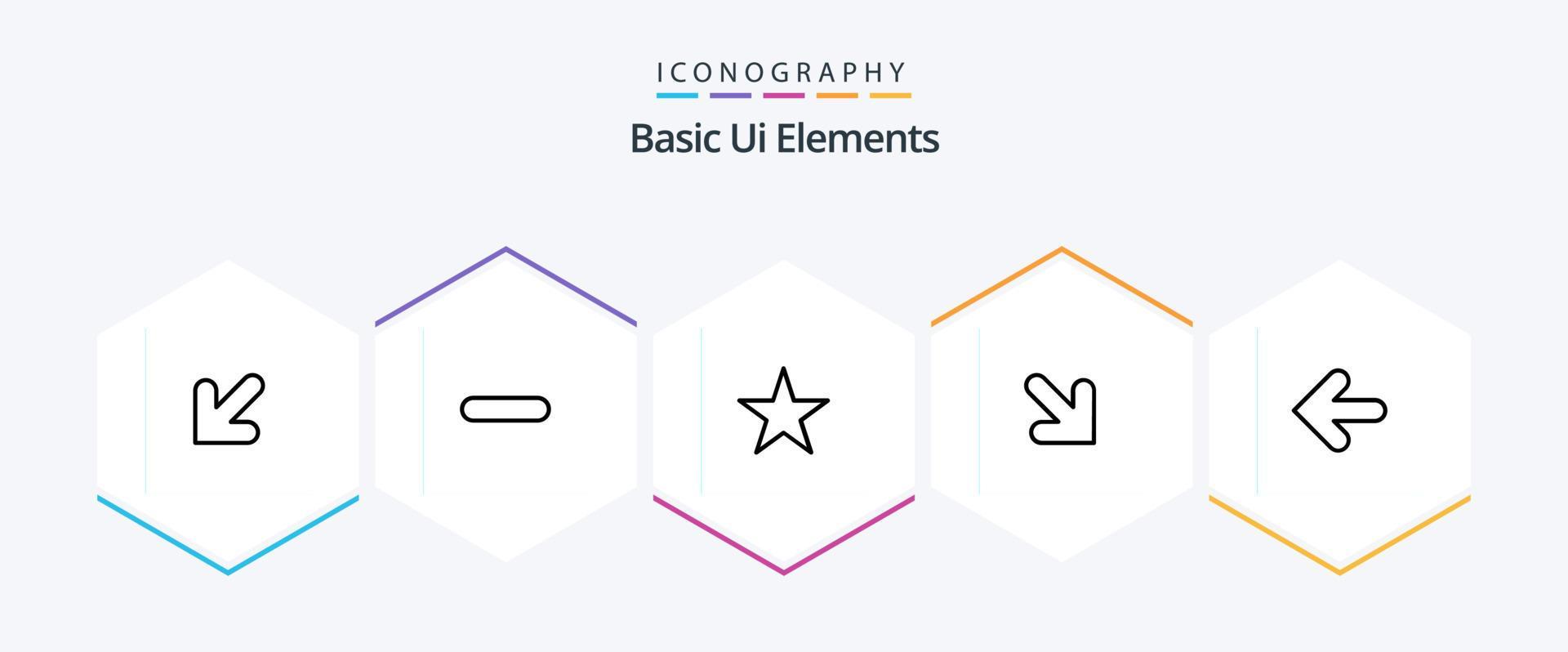 Basic Ui Elements 25 Line icon pack including point back. arrows. bookmark. arrow. down Stock Free