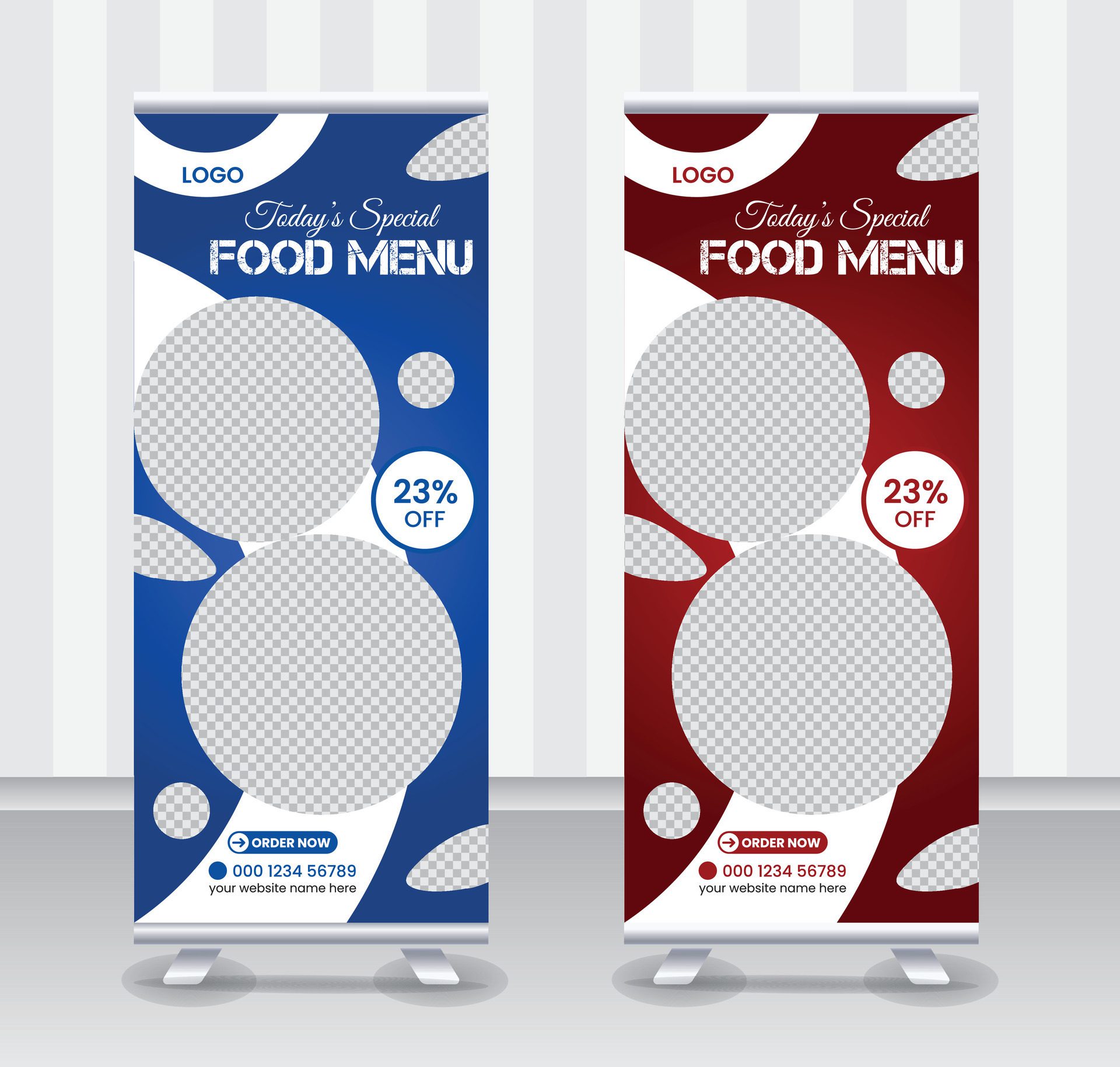 Today’s special food menu and restaurant roll up banner x or roll up banner design template Free Vector