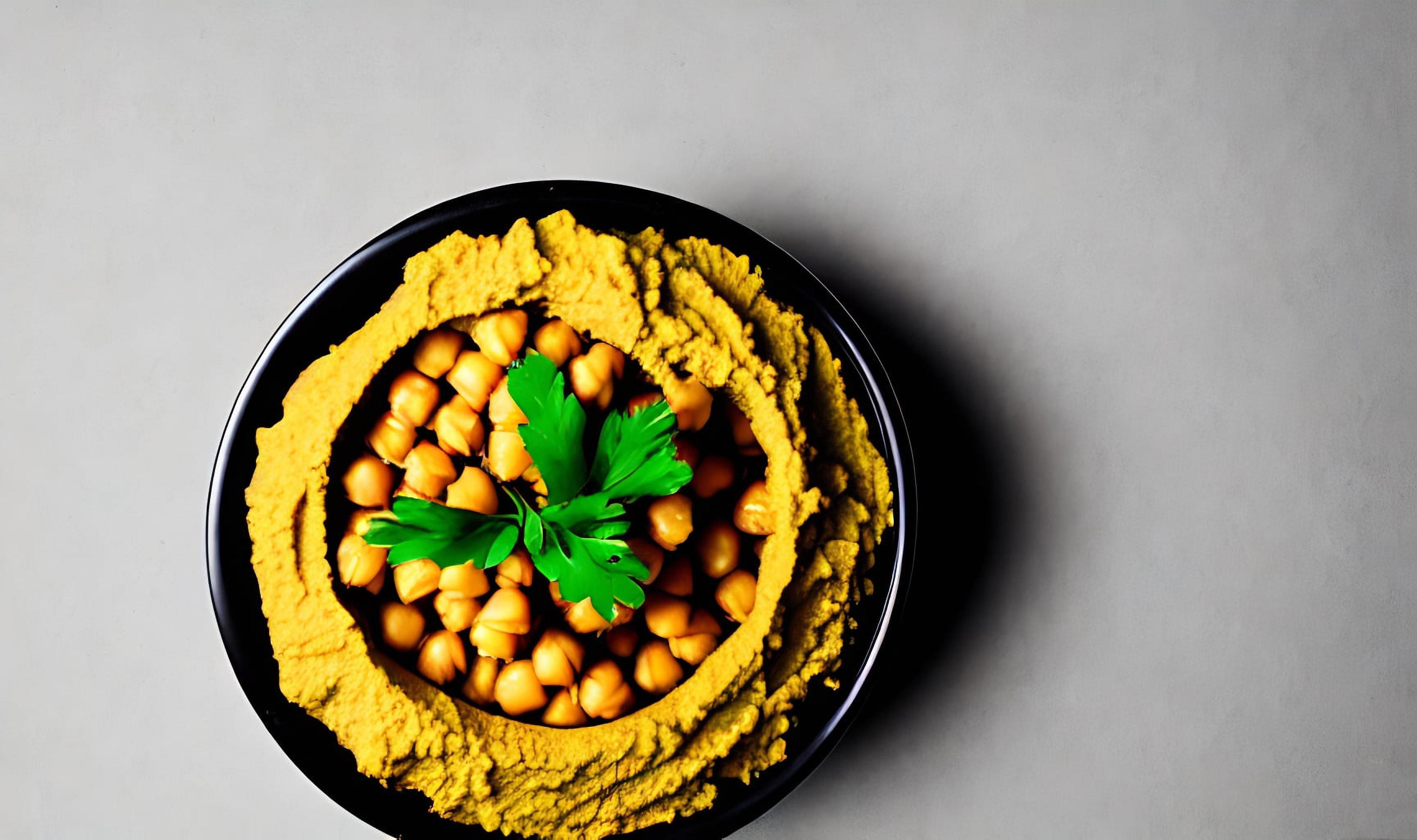 Healthy food. Traditional freshly made organic hummus. Stock Free