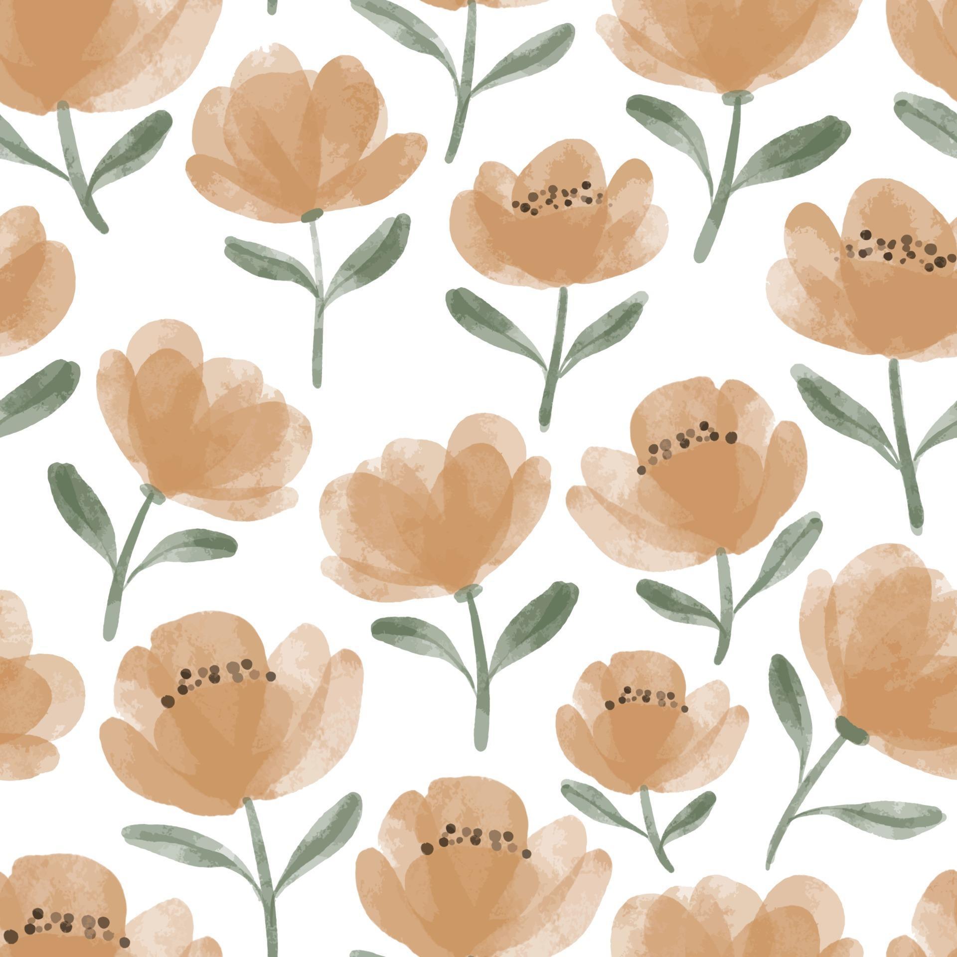 watercolor cute peony flower seamless pattern Stock Free