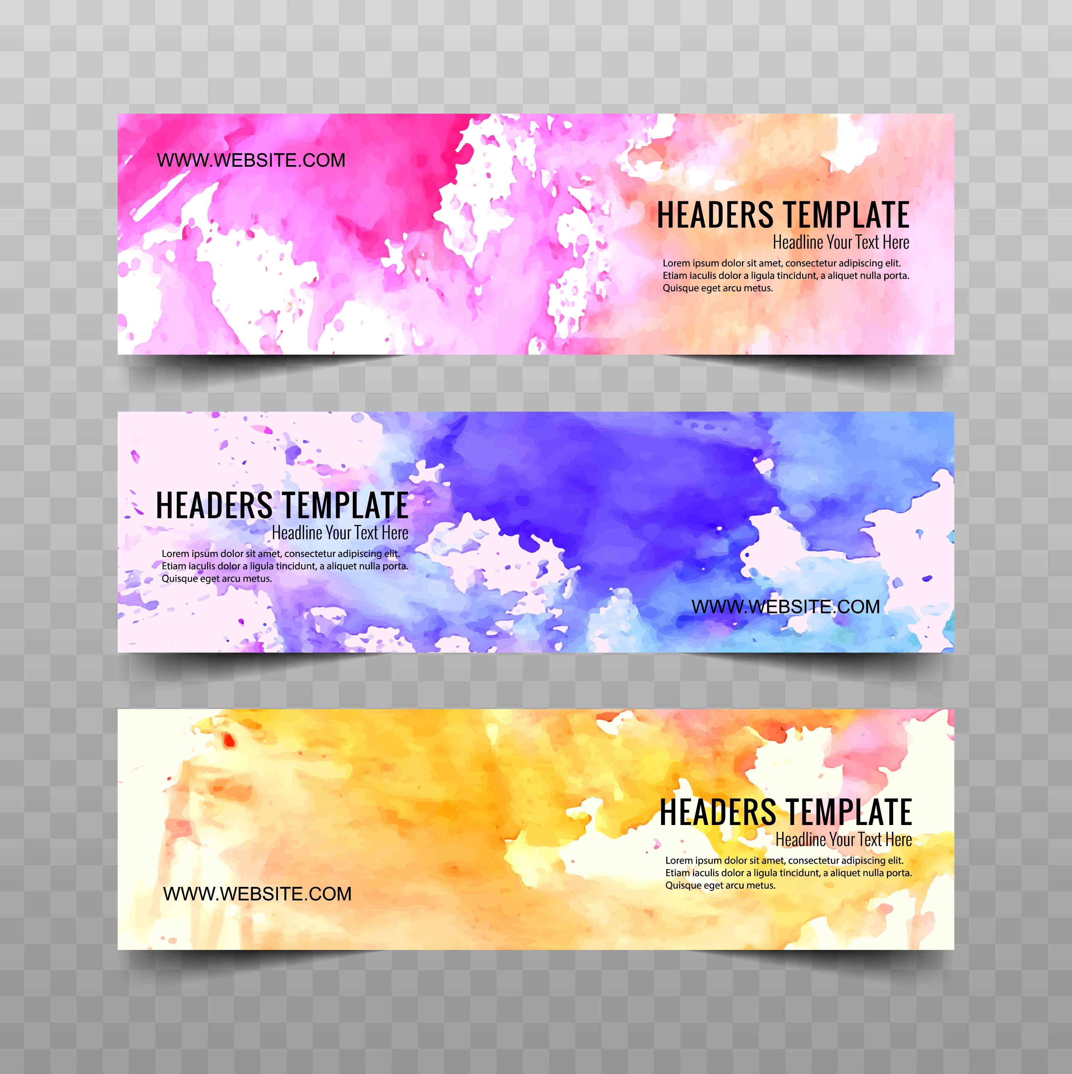 Modern watercolor banners set Free Vector