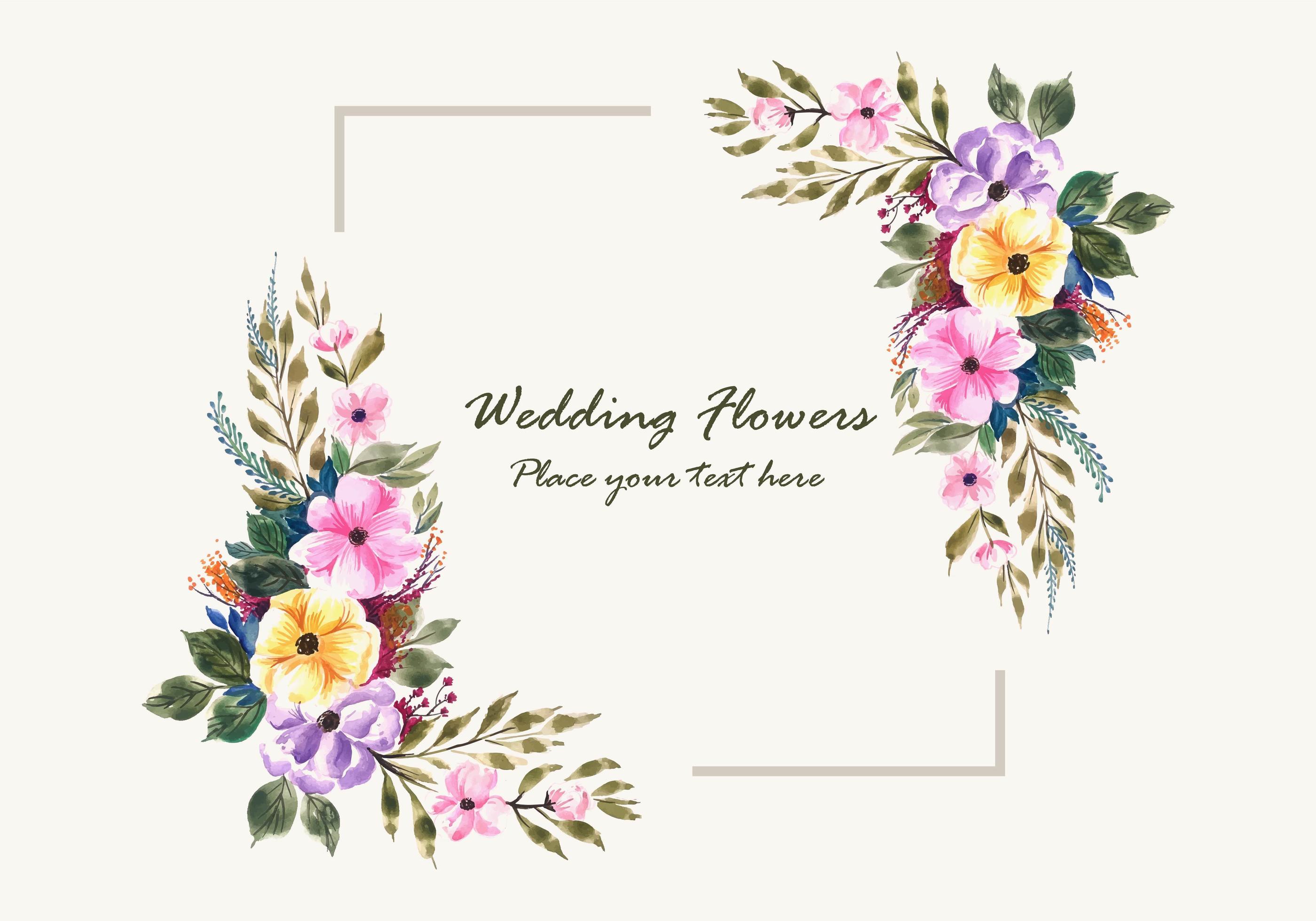 wedding invitation flowers frame card design Stock Free